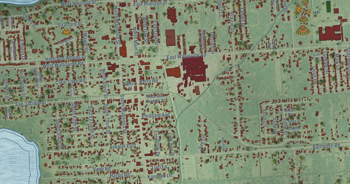 Map of Highlands, Texas in 2026
