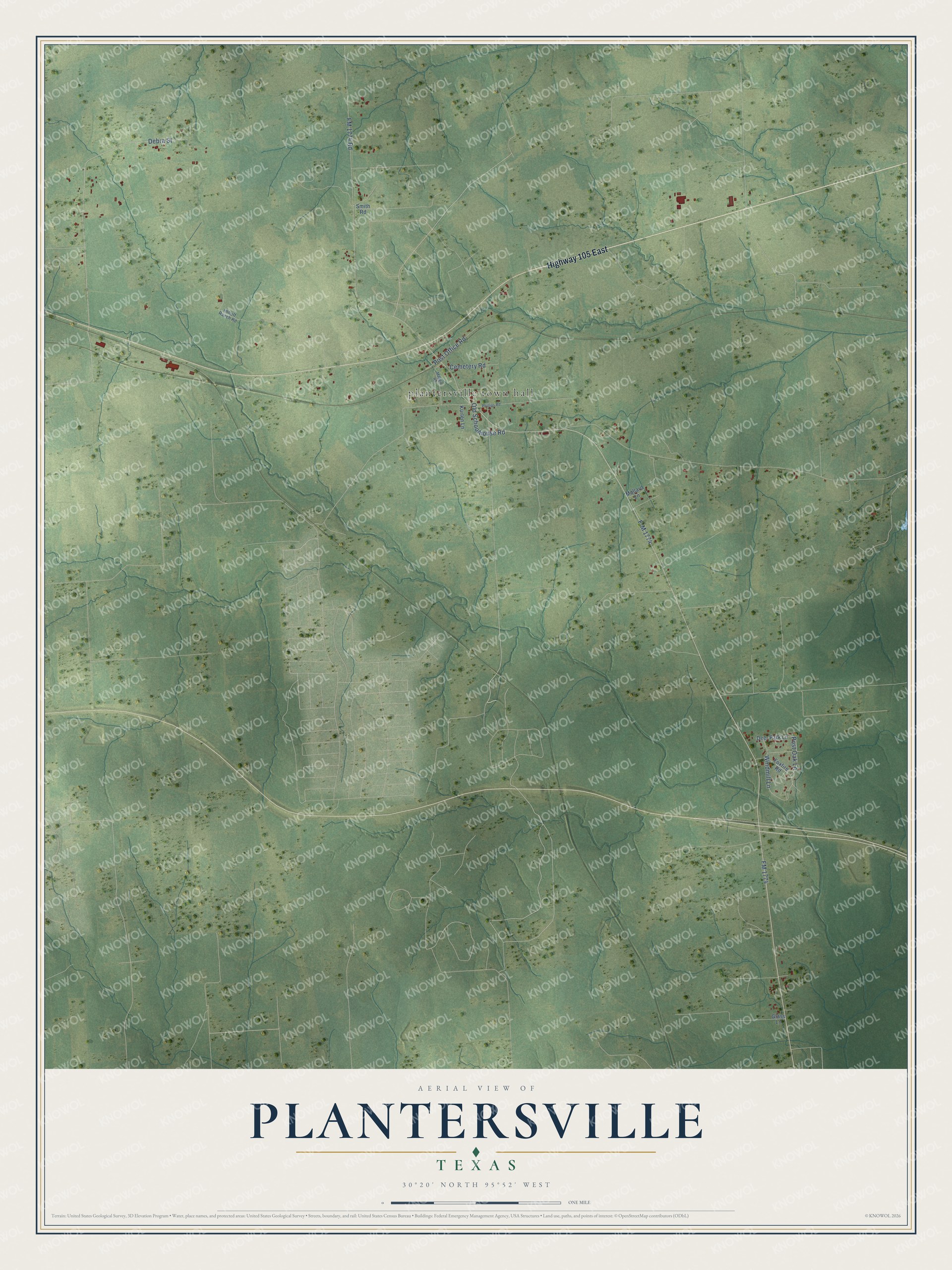 Watermarked full-map preview of Plantersville, Texas