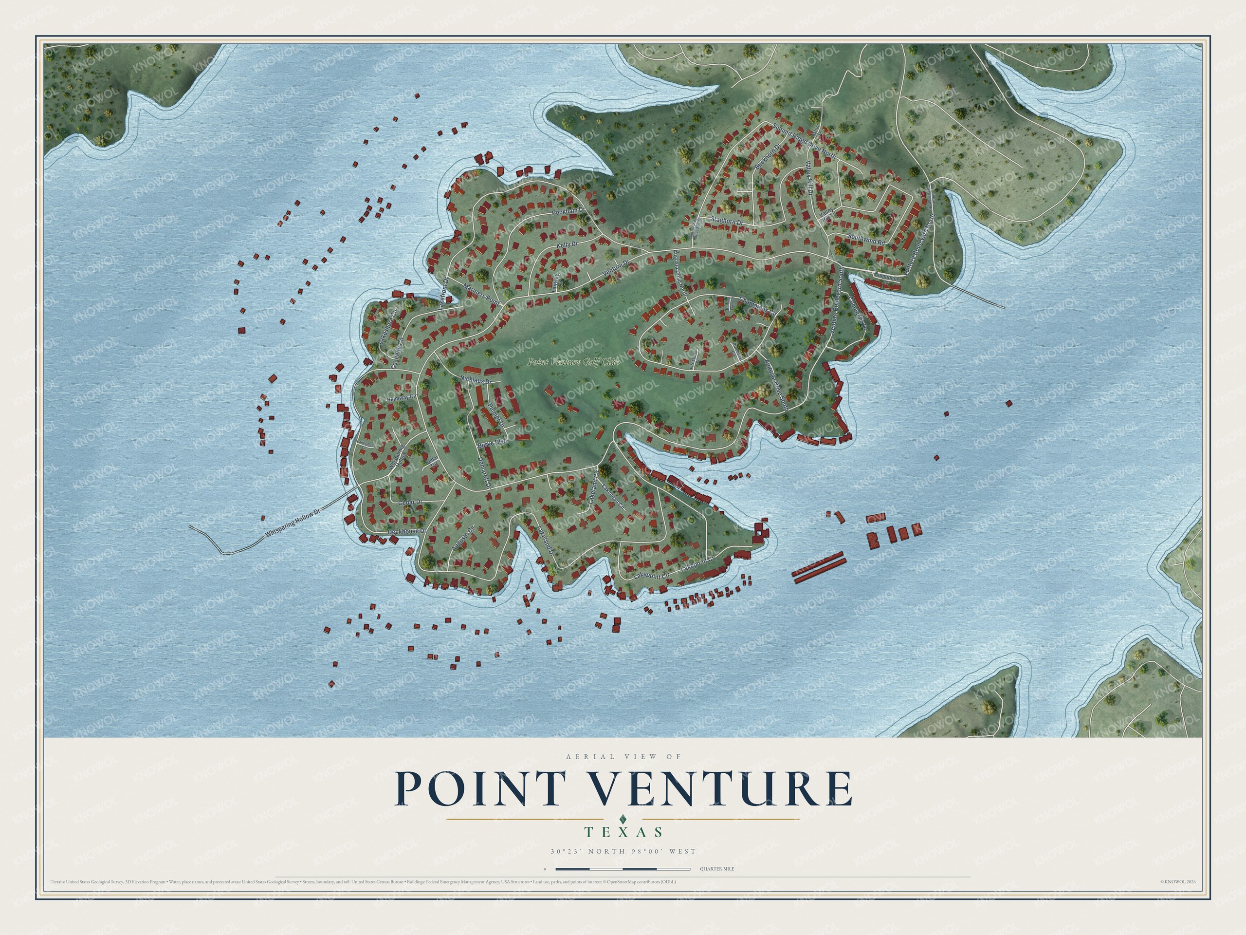 Watermarked full-map preview of Point Venture, Texas