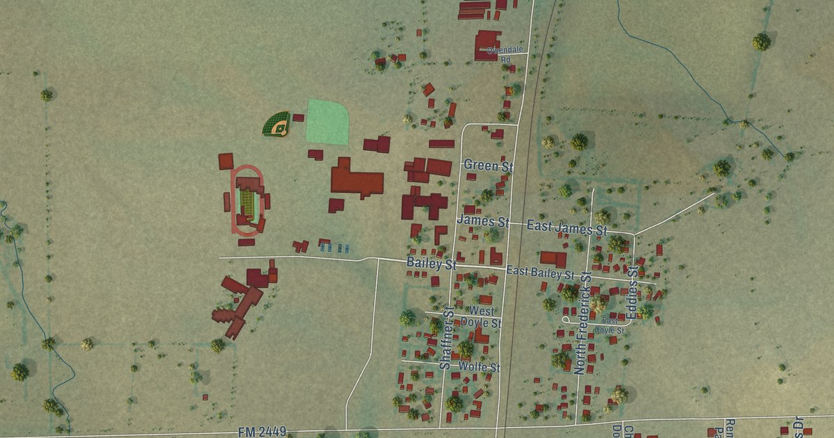 Map of Ponder, Texas in 2026