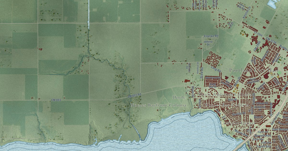 Map of Portland, Texas in 2026