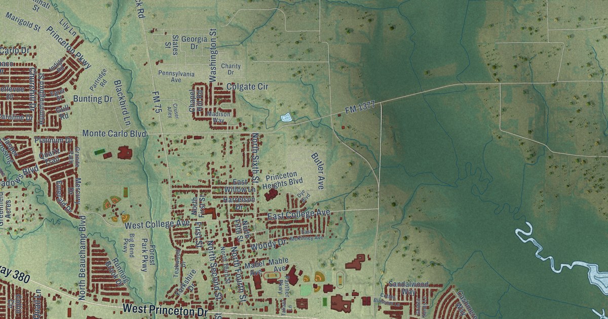 Map of Princeton, Texas in 2026