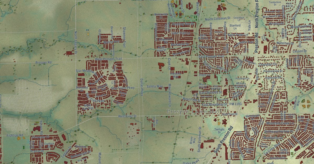 Map of Prosper, Texas in 2026