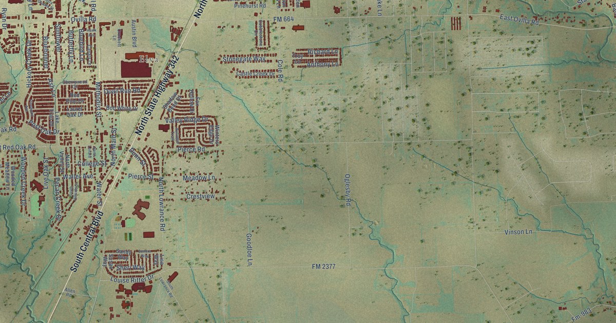 Map of Red Oak, Texas in 2026