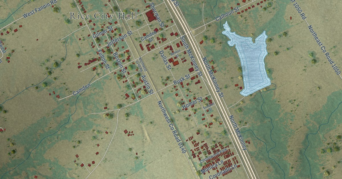 Map of Rice, Texas in 2026