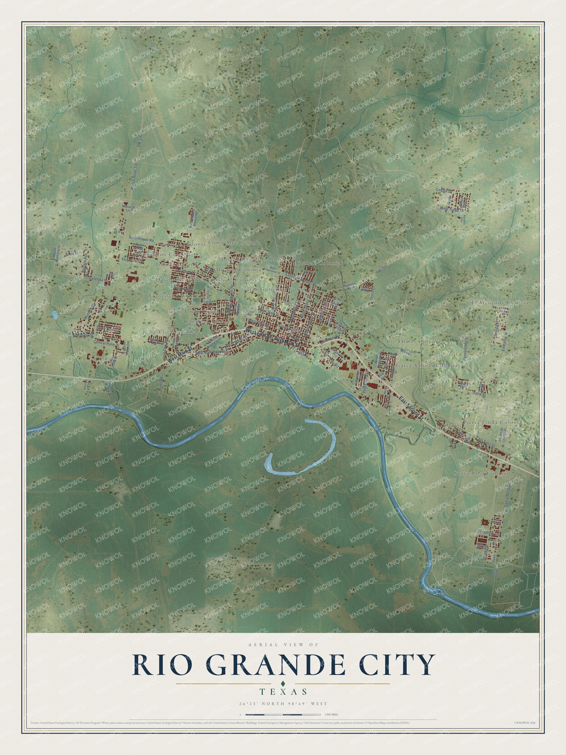 Watermarked full-map preview of Rio Grande City, Texas