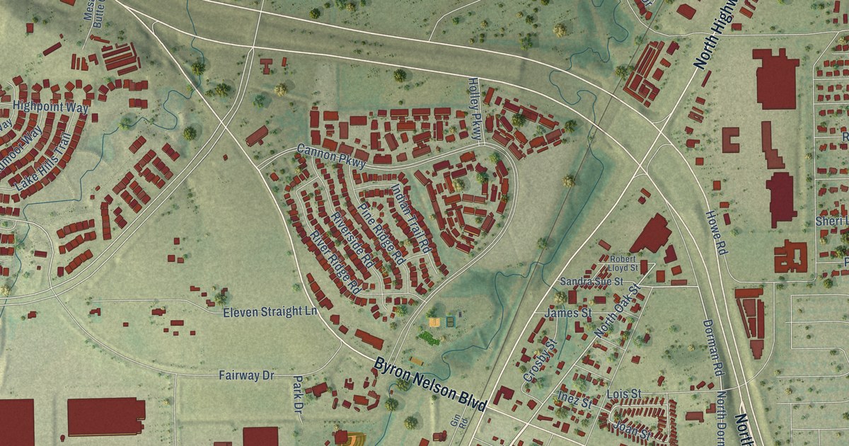 Map of Roanoke, Texas in 2026