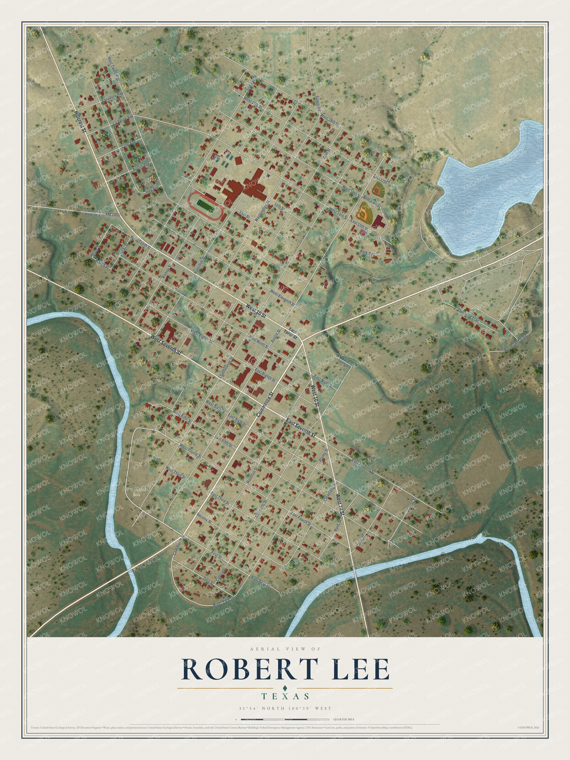 Watermarked full-map preview of Robert Lee, Texas