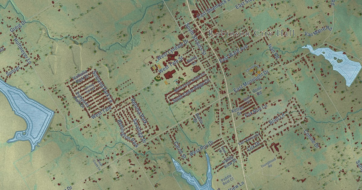 Map of Robinson, Texas in 2026