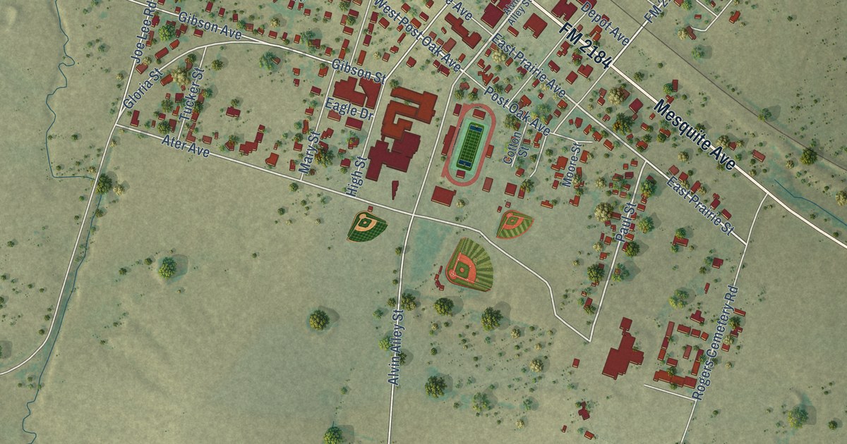Map of Rogers, Texas in 2026