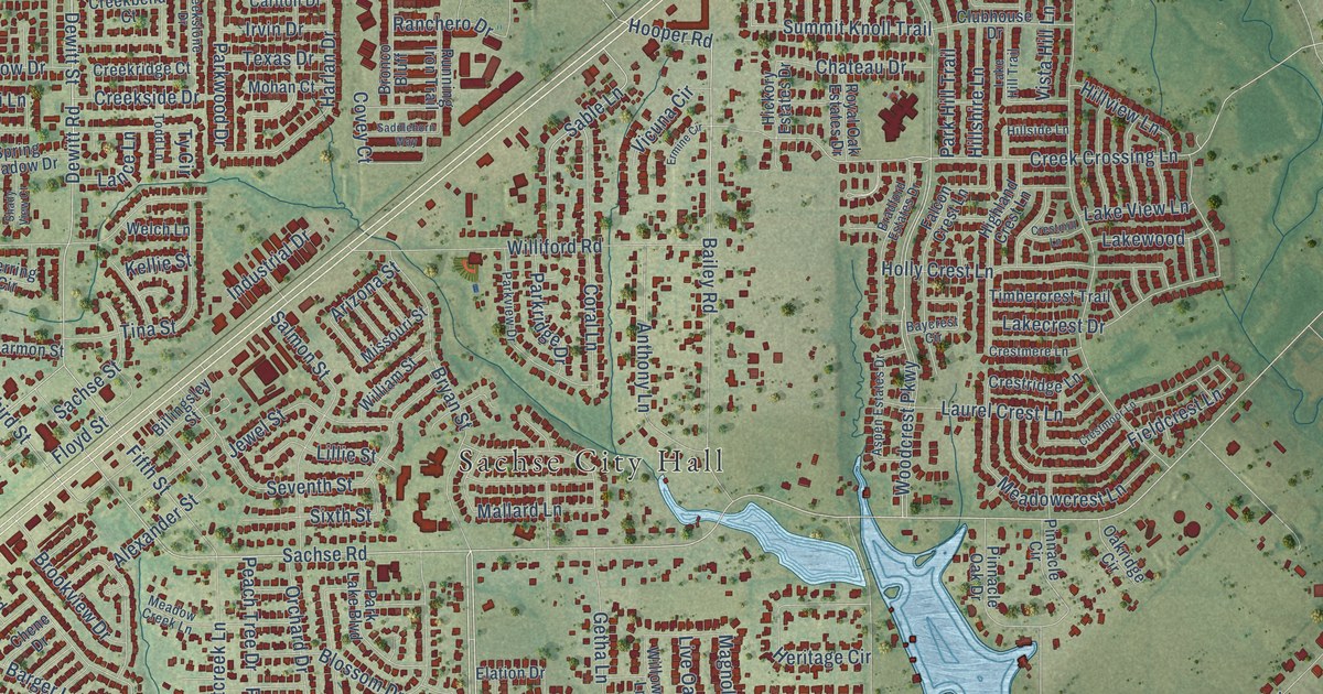 Map of Sachse, Texas in 2026