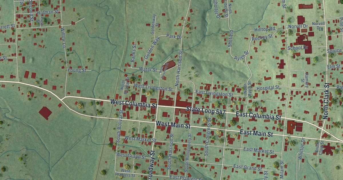 Map of San Augustine, Texas in 2026