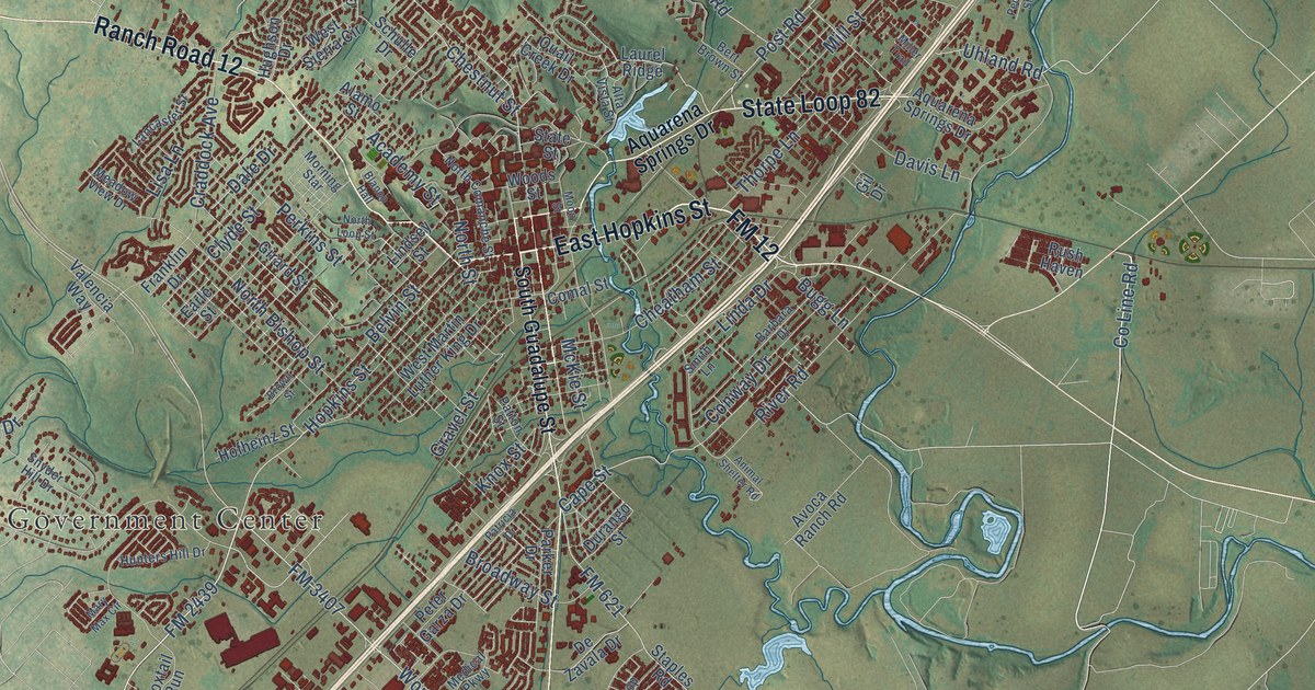 Map of San Marcos, Texas in 2026