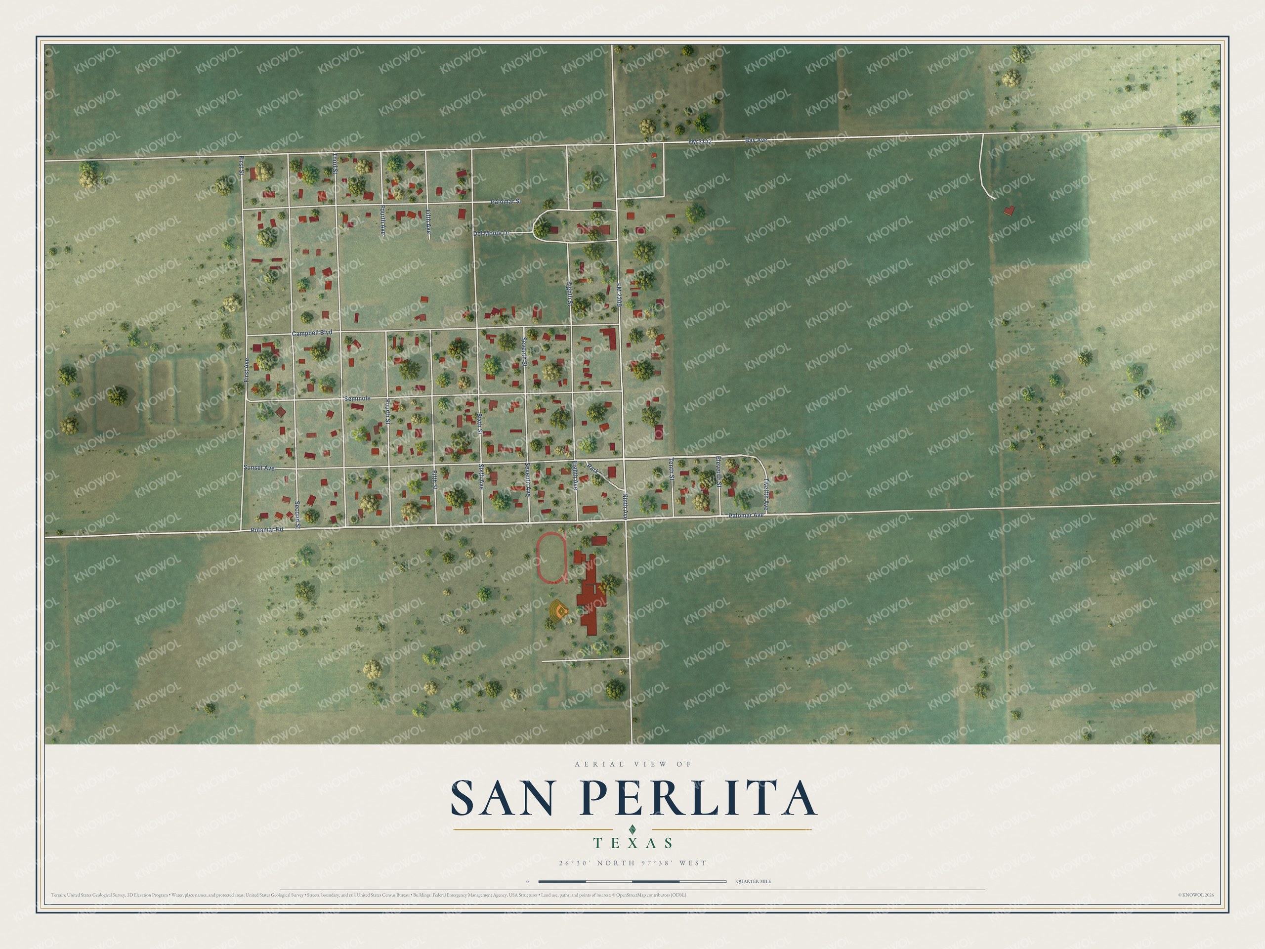 Watermarked full-map preview of San Perlita, Texas