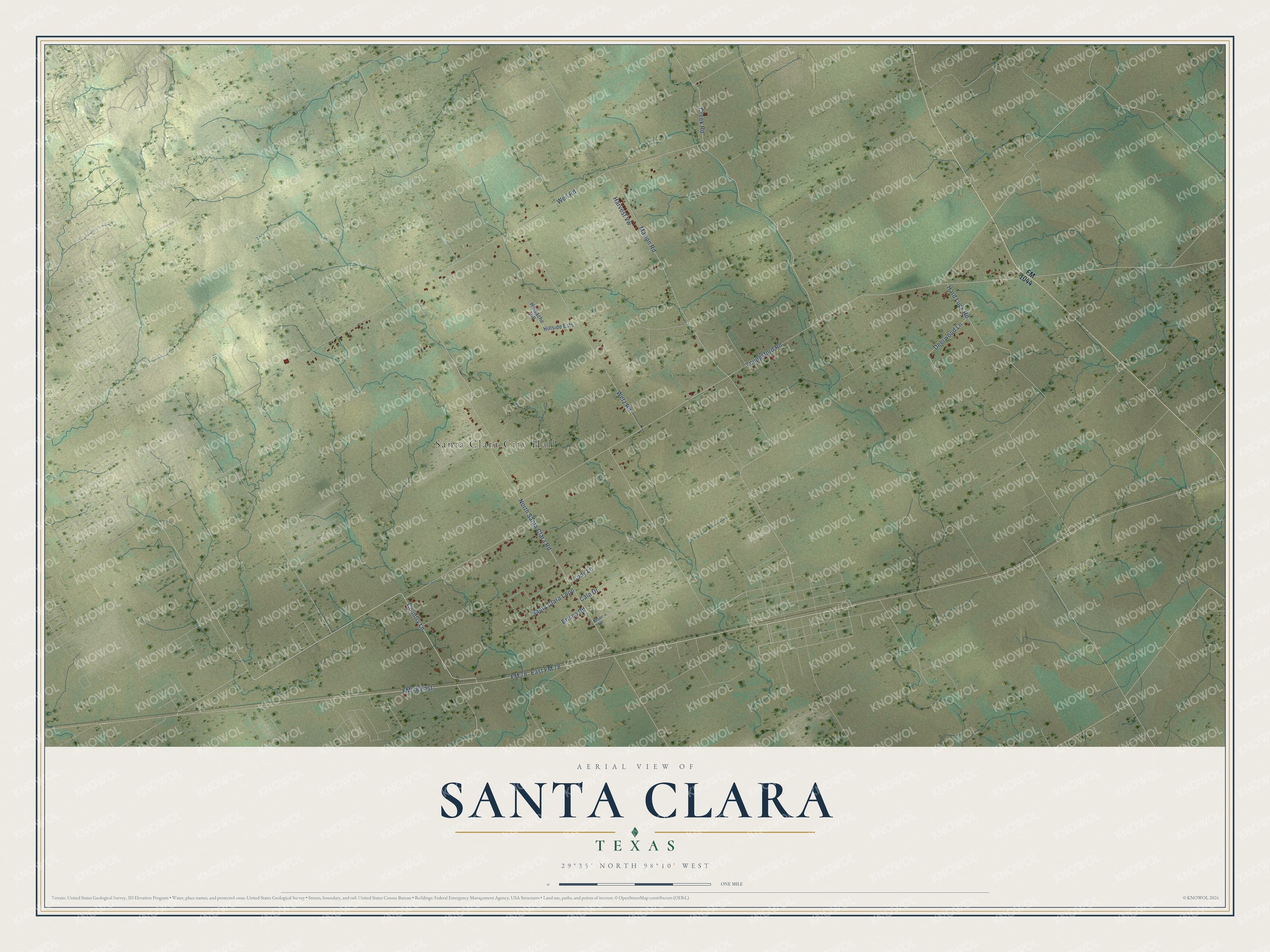 Watermarked full-map preview of Santa Clara, Texas