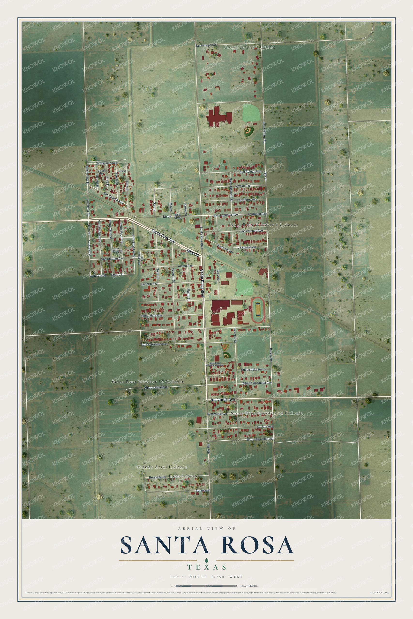 Watermarked full-map preview of Santa Rosa, Texas