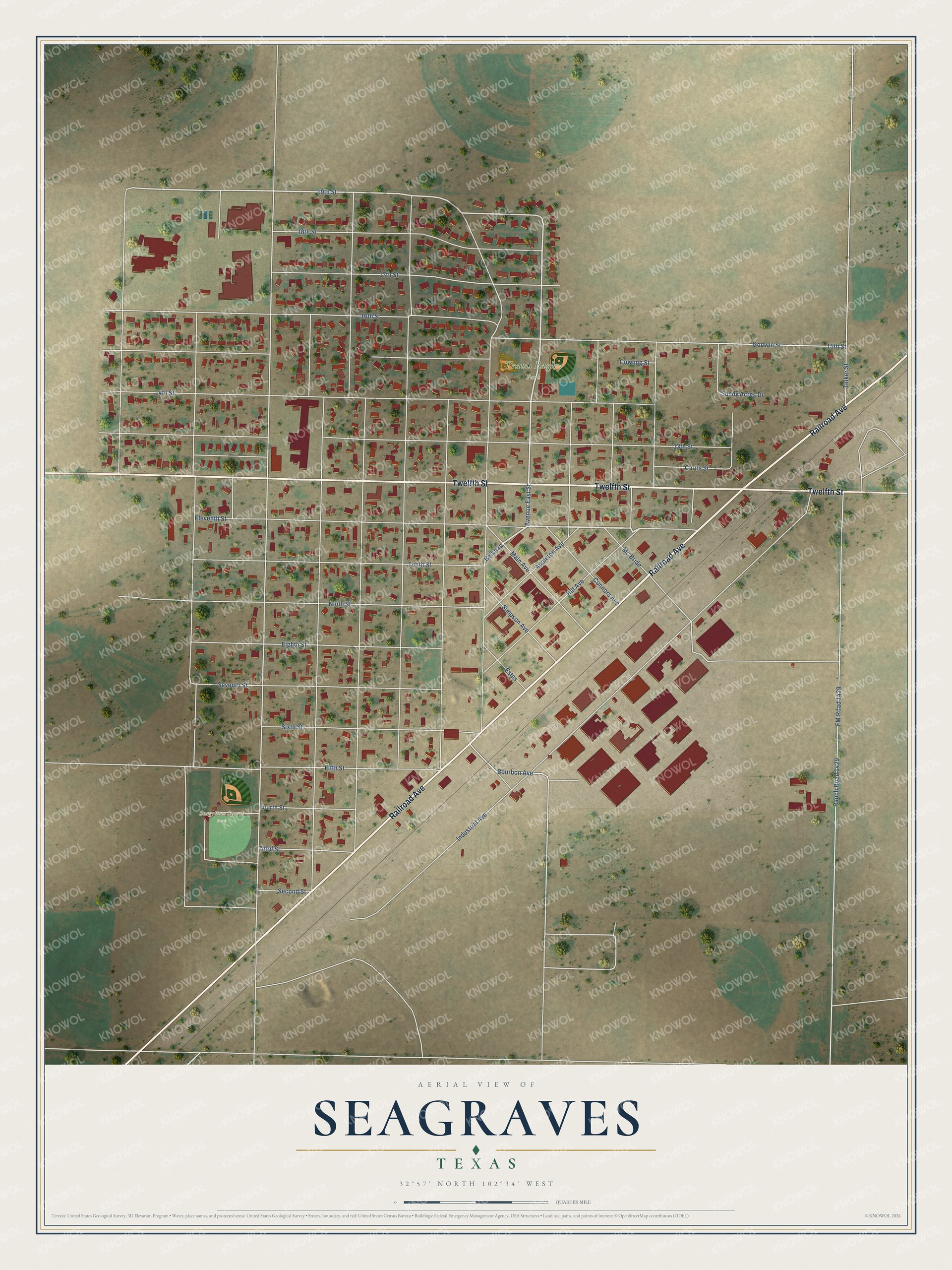 Watermarked full-map preview of Seagraves, Texas