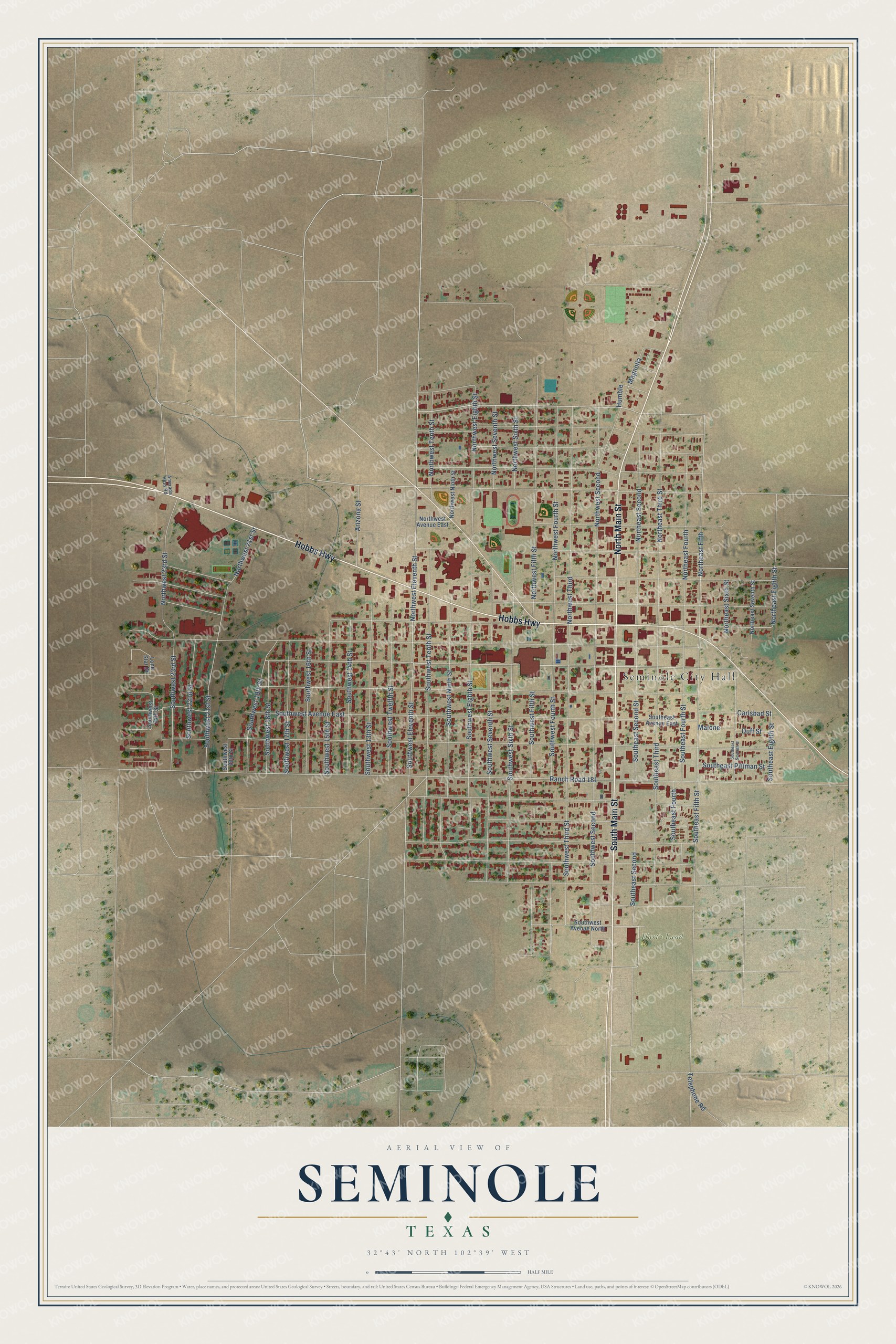 Watermarked full-map preview of Seminole, Texas