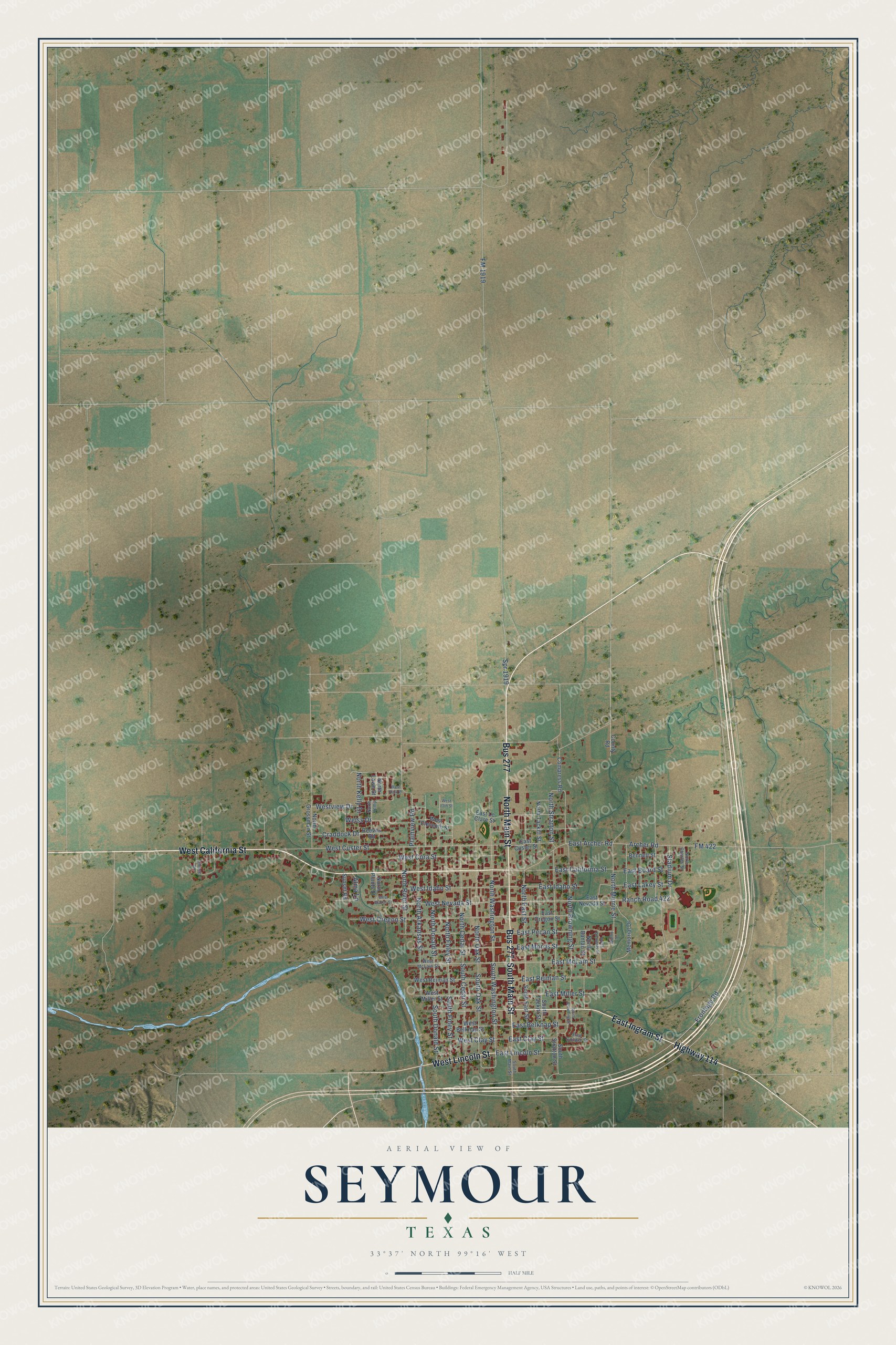 Watermarked full-map preview of Seymour, Texas