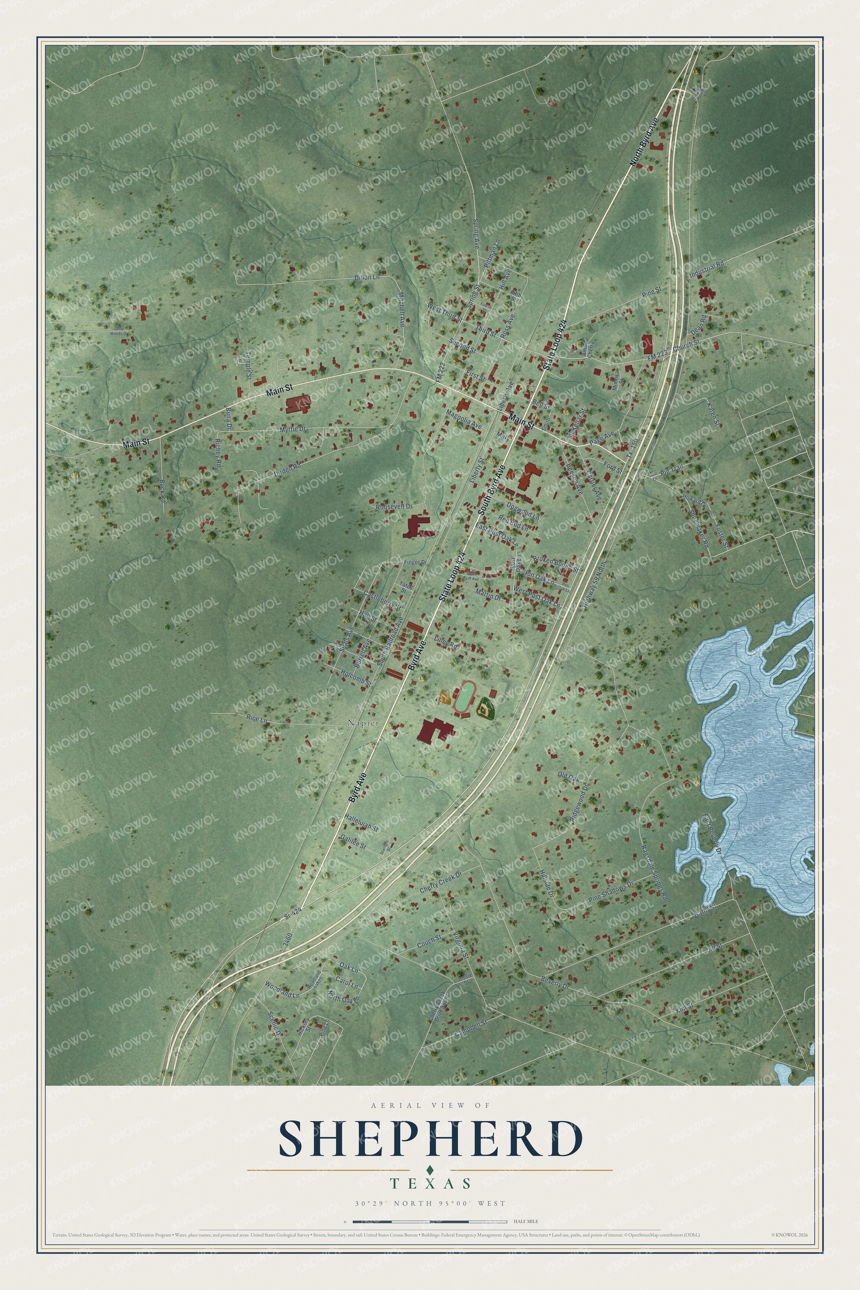 Watermarked full-map preview of Shepherd, Texas