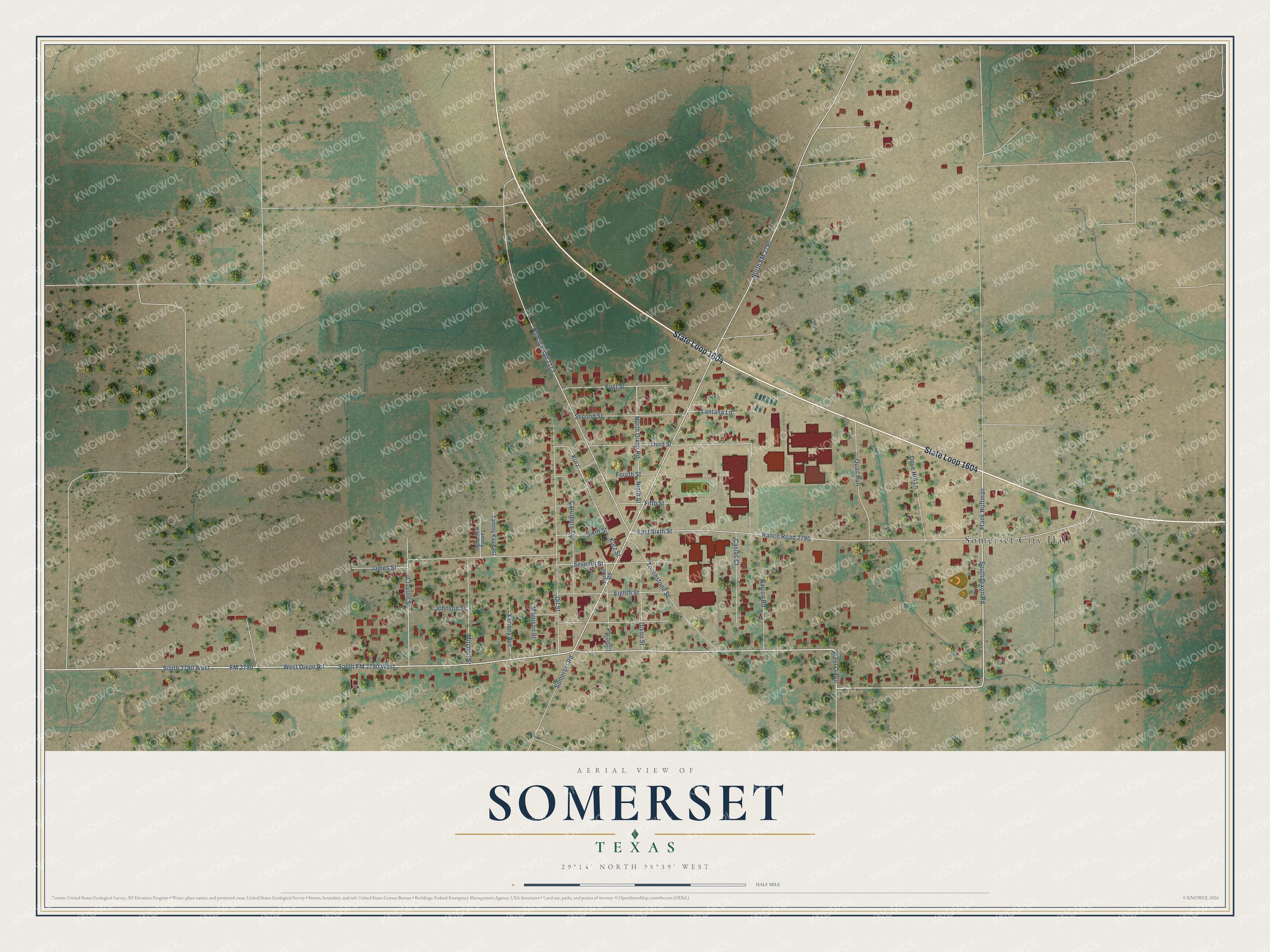 Watermarked full-map preview of Somerset, Texas