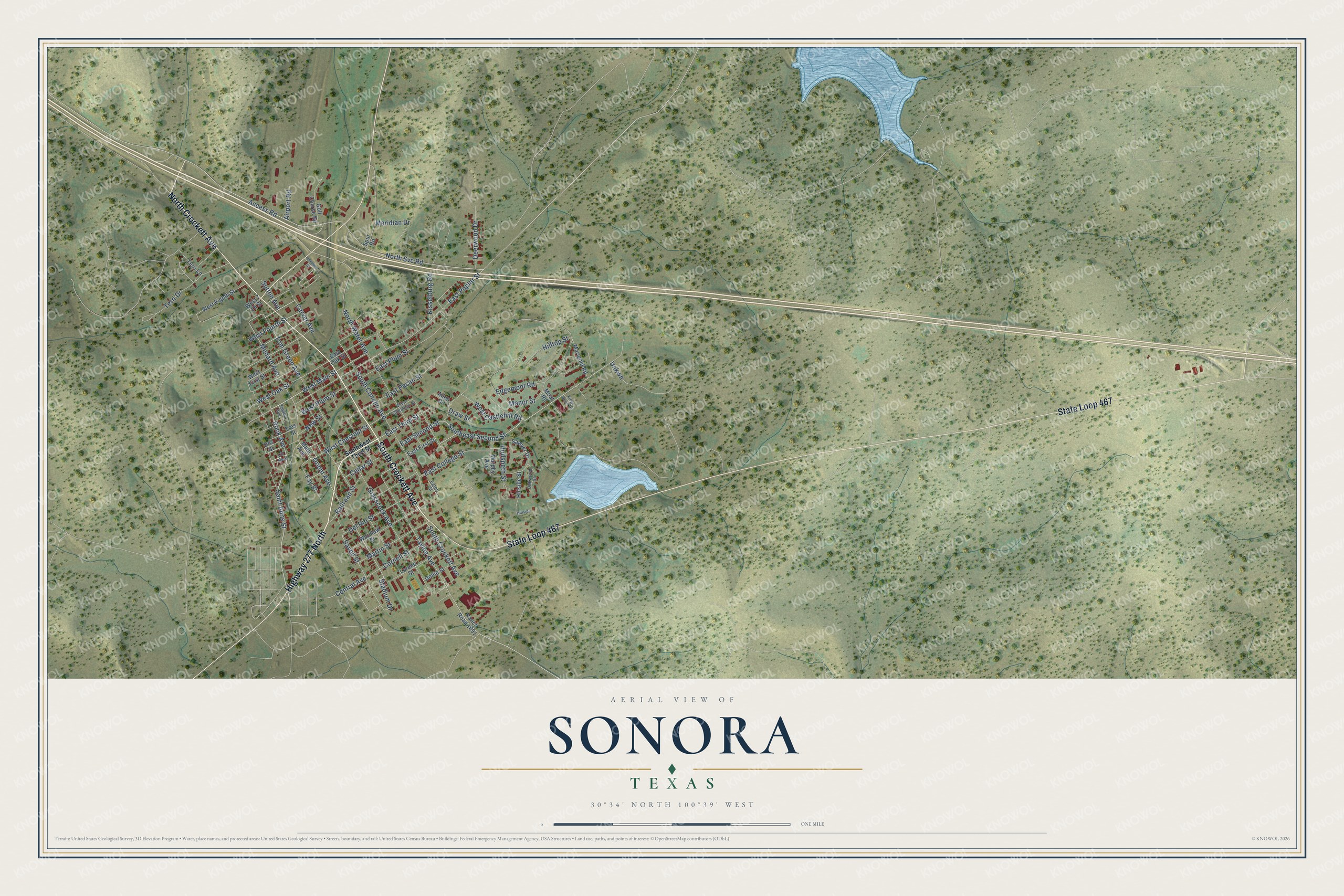 Watermarked full-map preview of Sonora, Texas