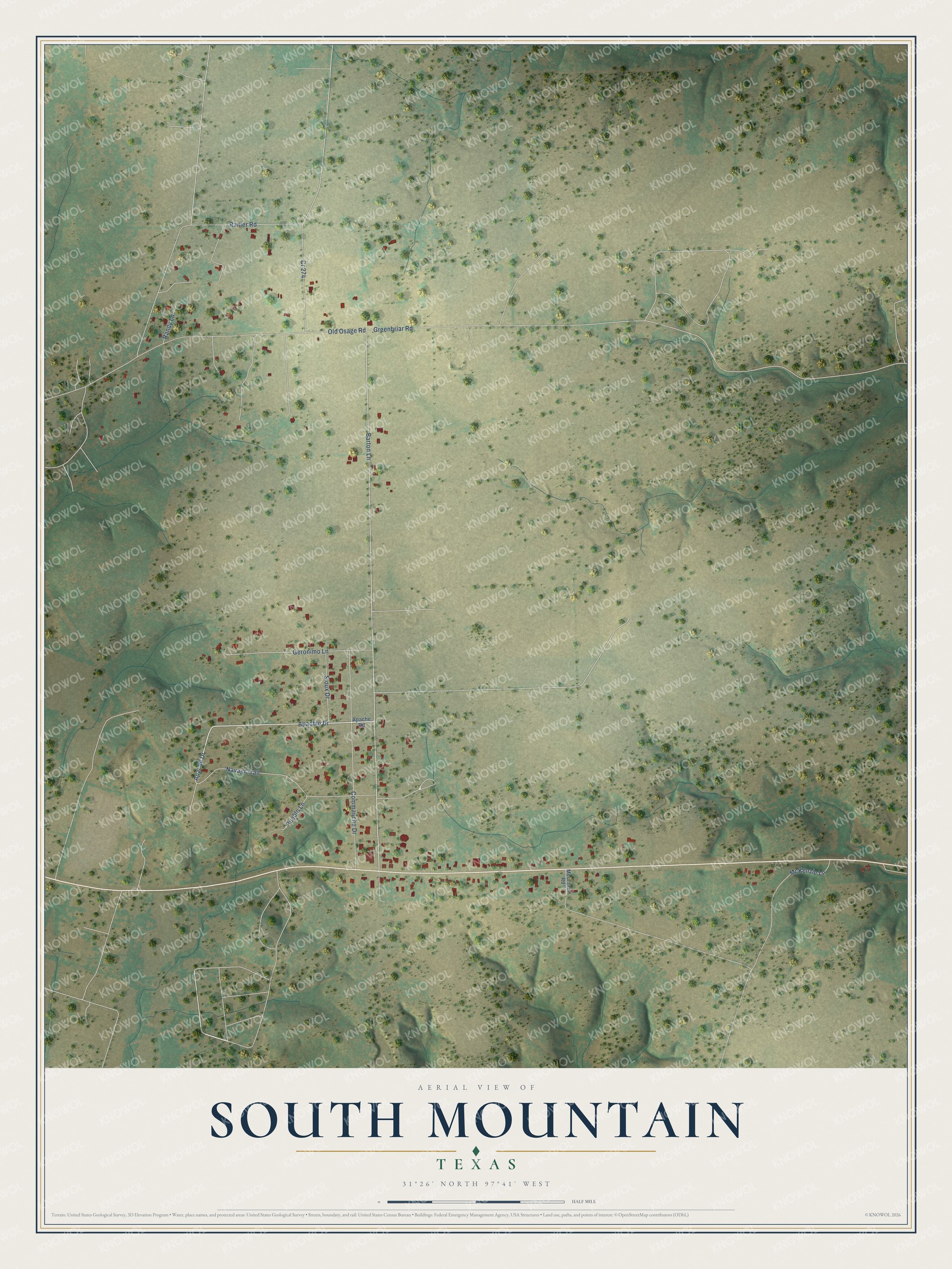 Watermarked full-map preview of South Mountain, Texas