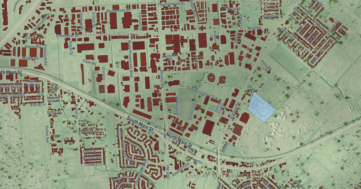 Map of Stafford, Texas in 2026