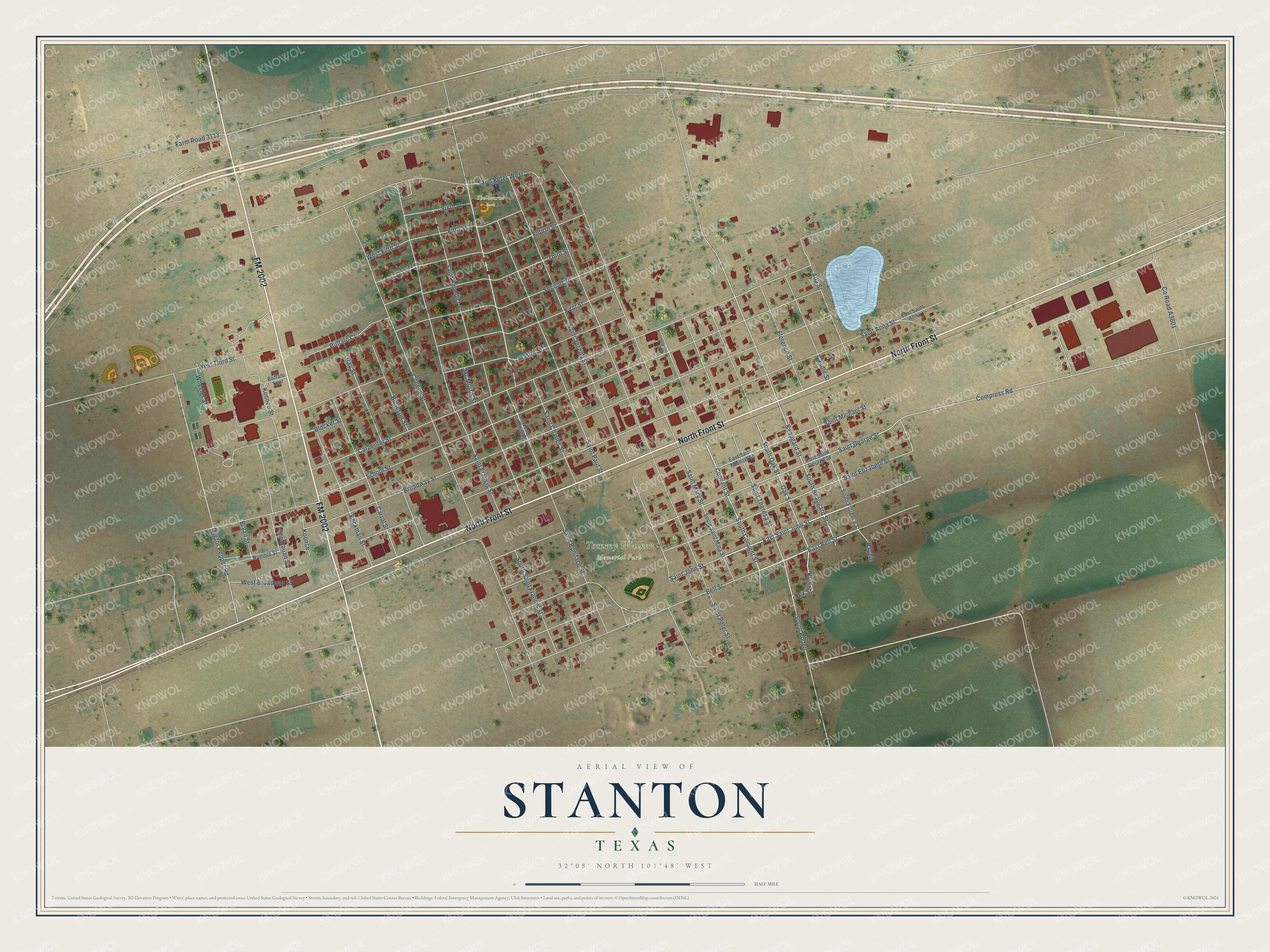 Watermarked full-map preview of Stanton, Texas