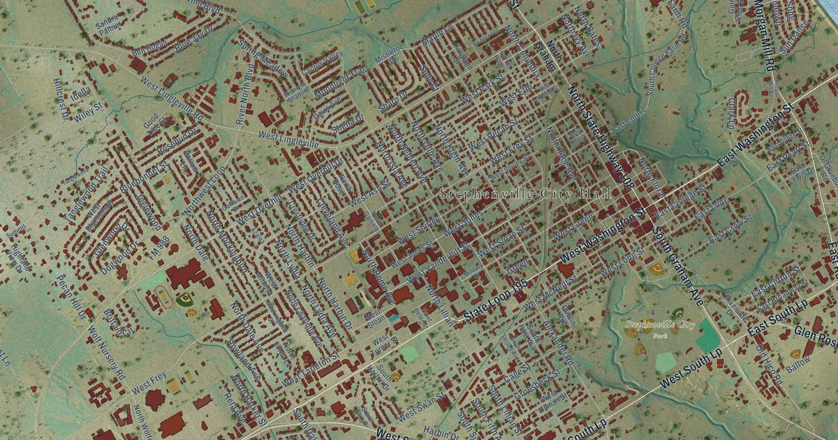 Map of Stephenville, Texas in 2026