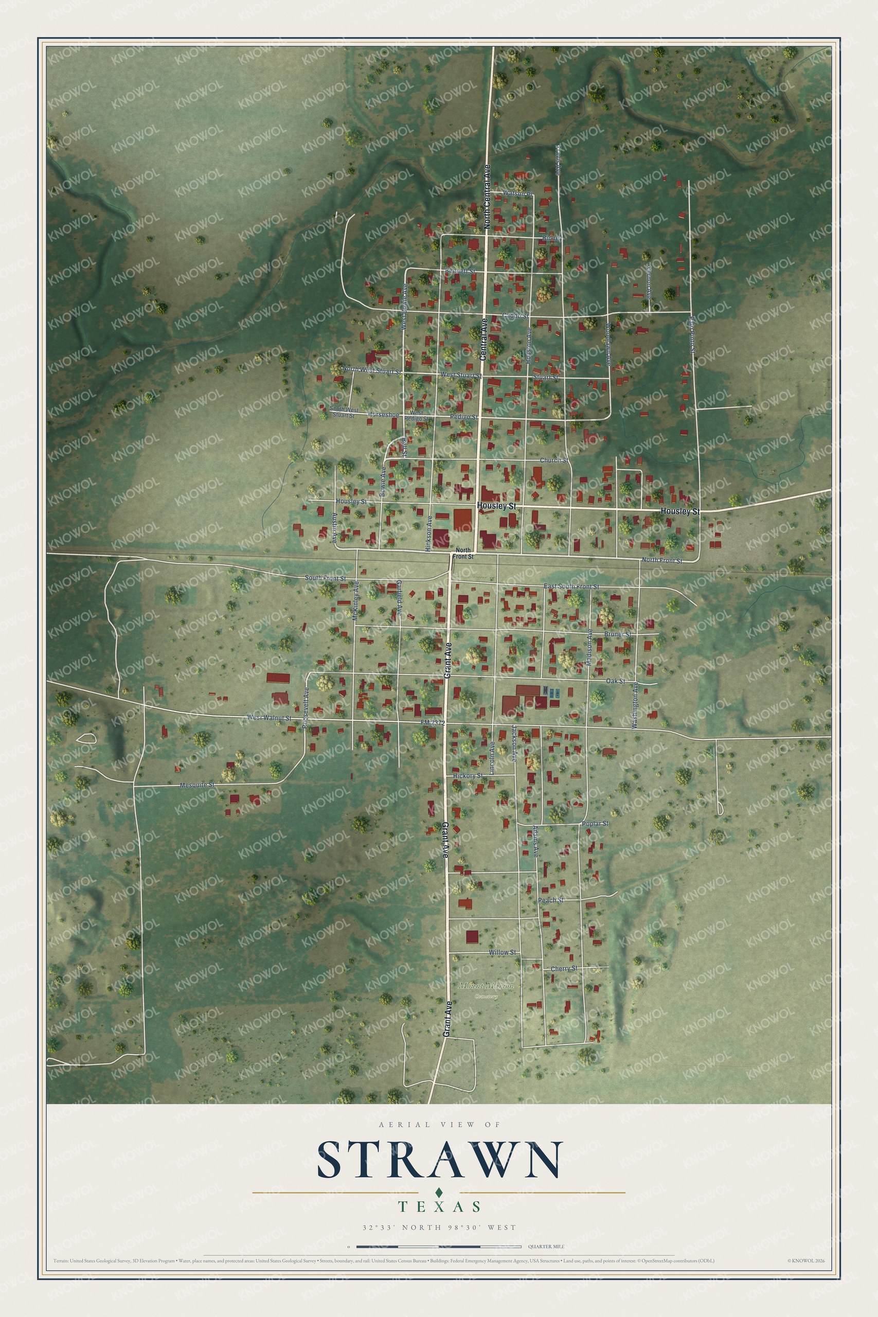 Watermarked full-map preview of Strawn, Texas