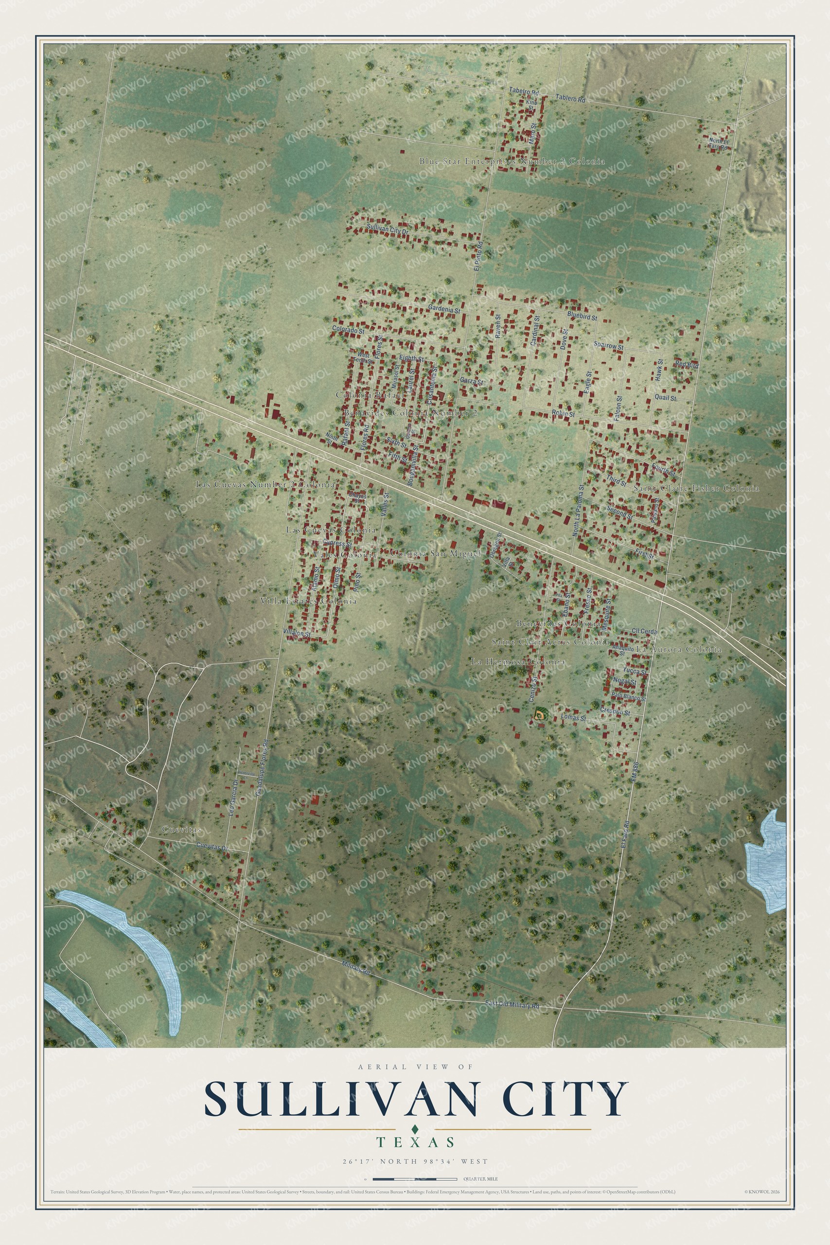 Watermarked full-map preview of Sullivan City, Texas