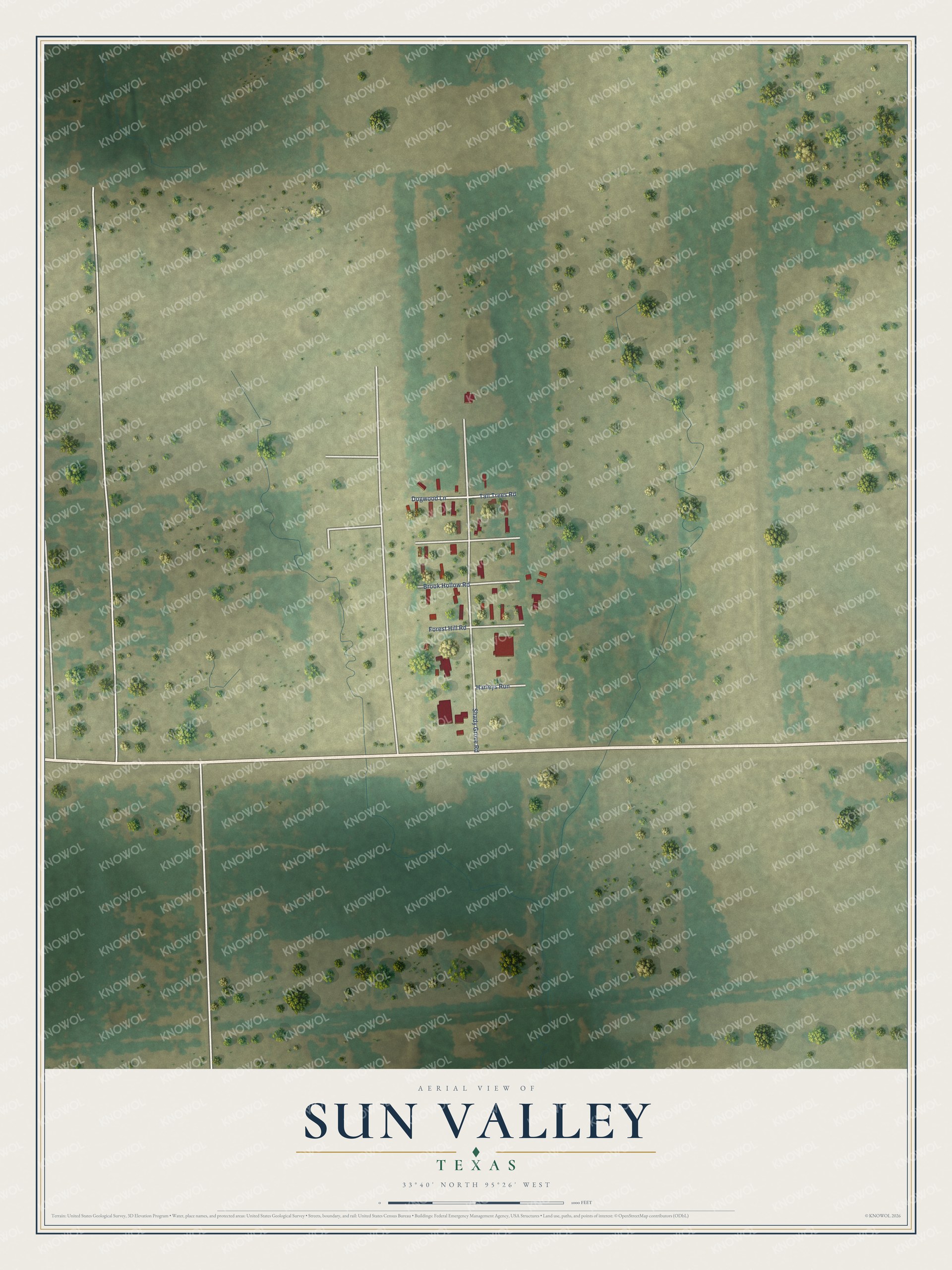 Watermarked full-map preview of Sun Valley, Texas