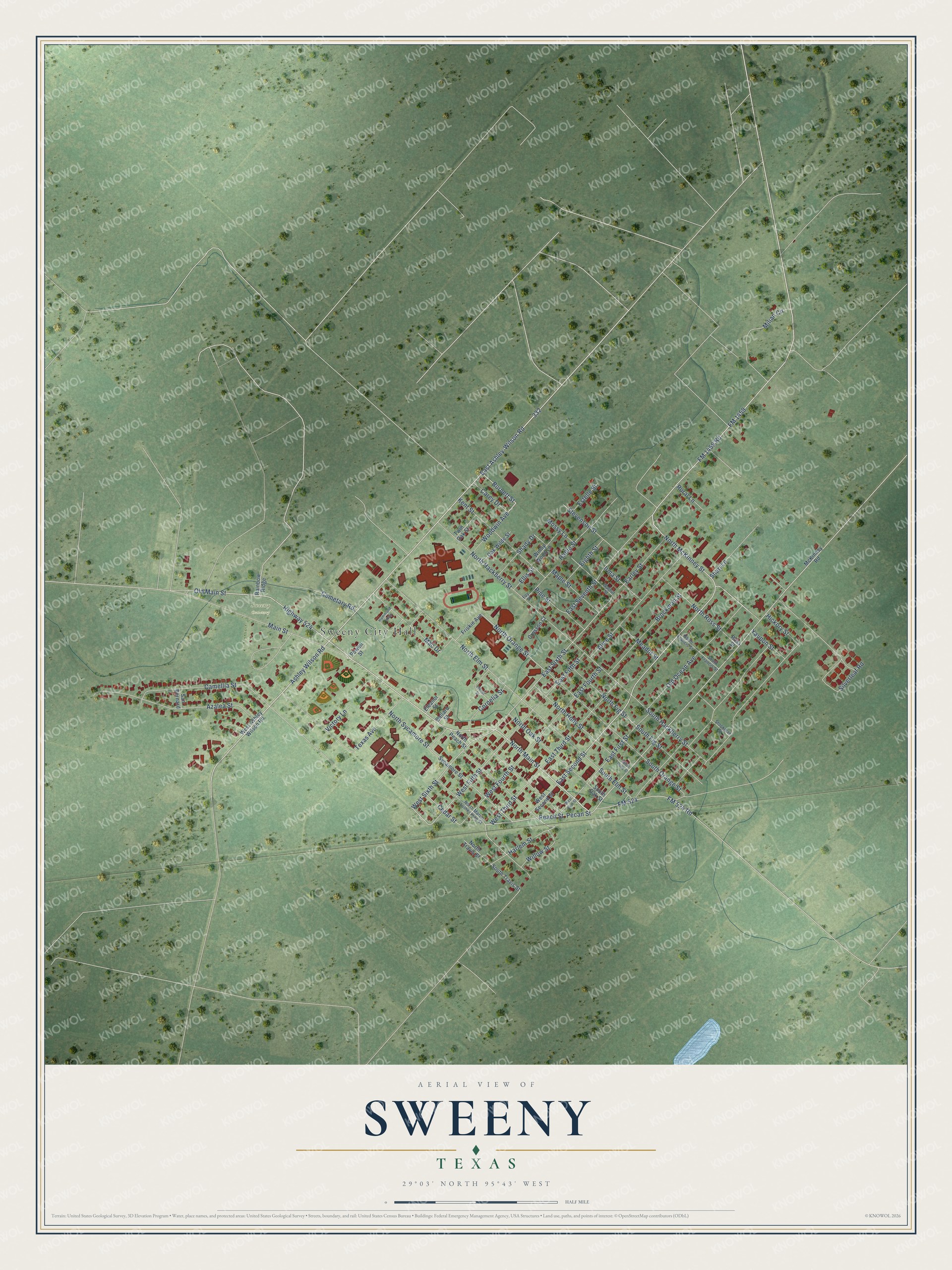 Watermarked full-map preview of Sweeny, Texas