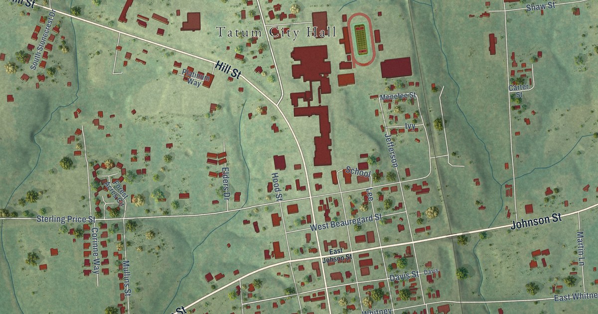 Map of Tatum, Texas in 2026