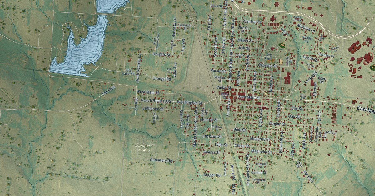 Map of Teague, Texas in 2026