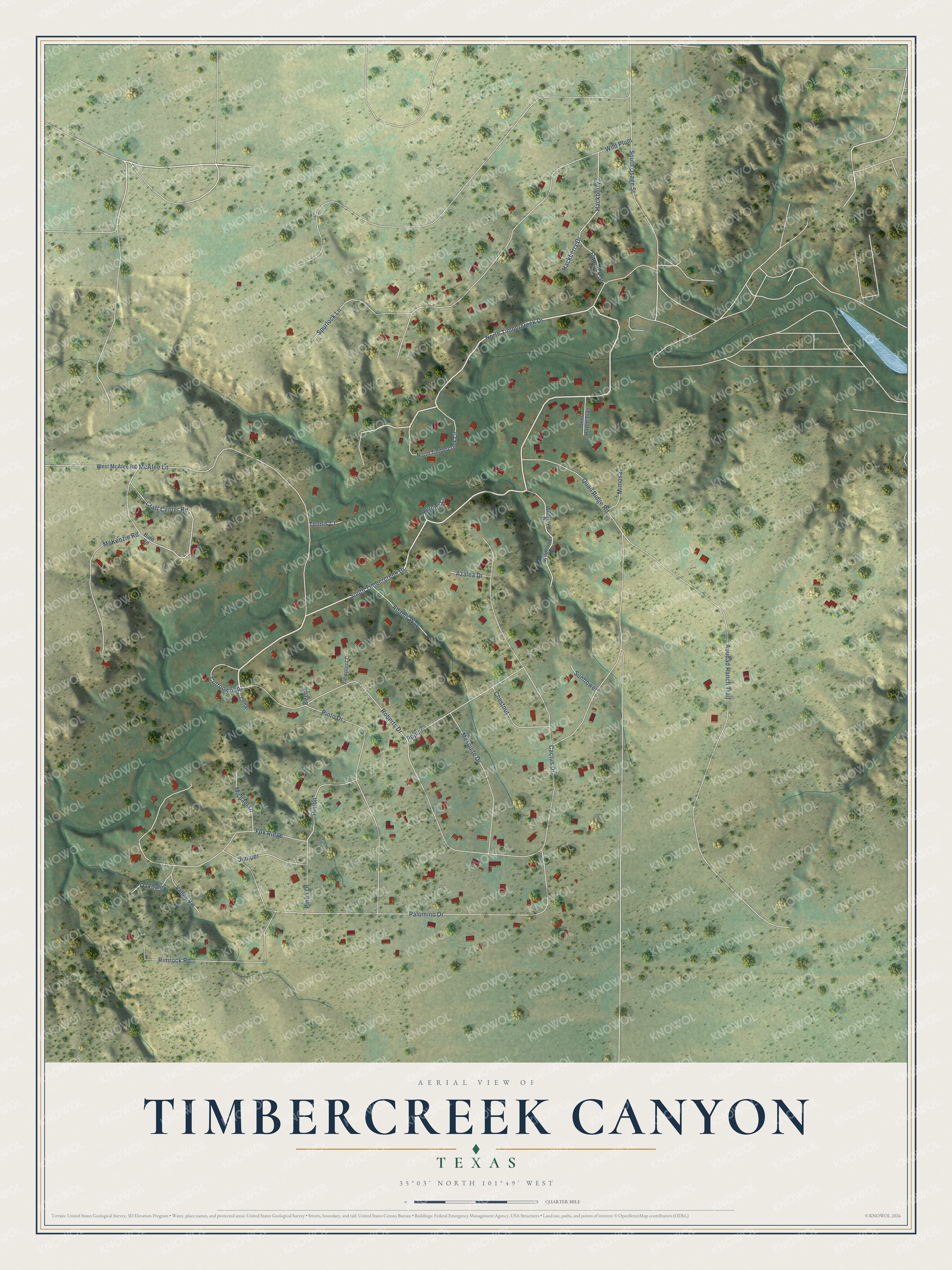 Watermarked full-map preview of Timbercreek Canyon, Texas