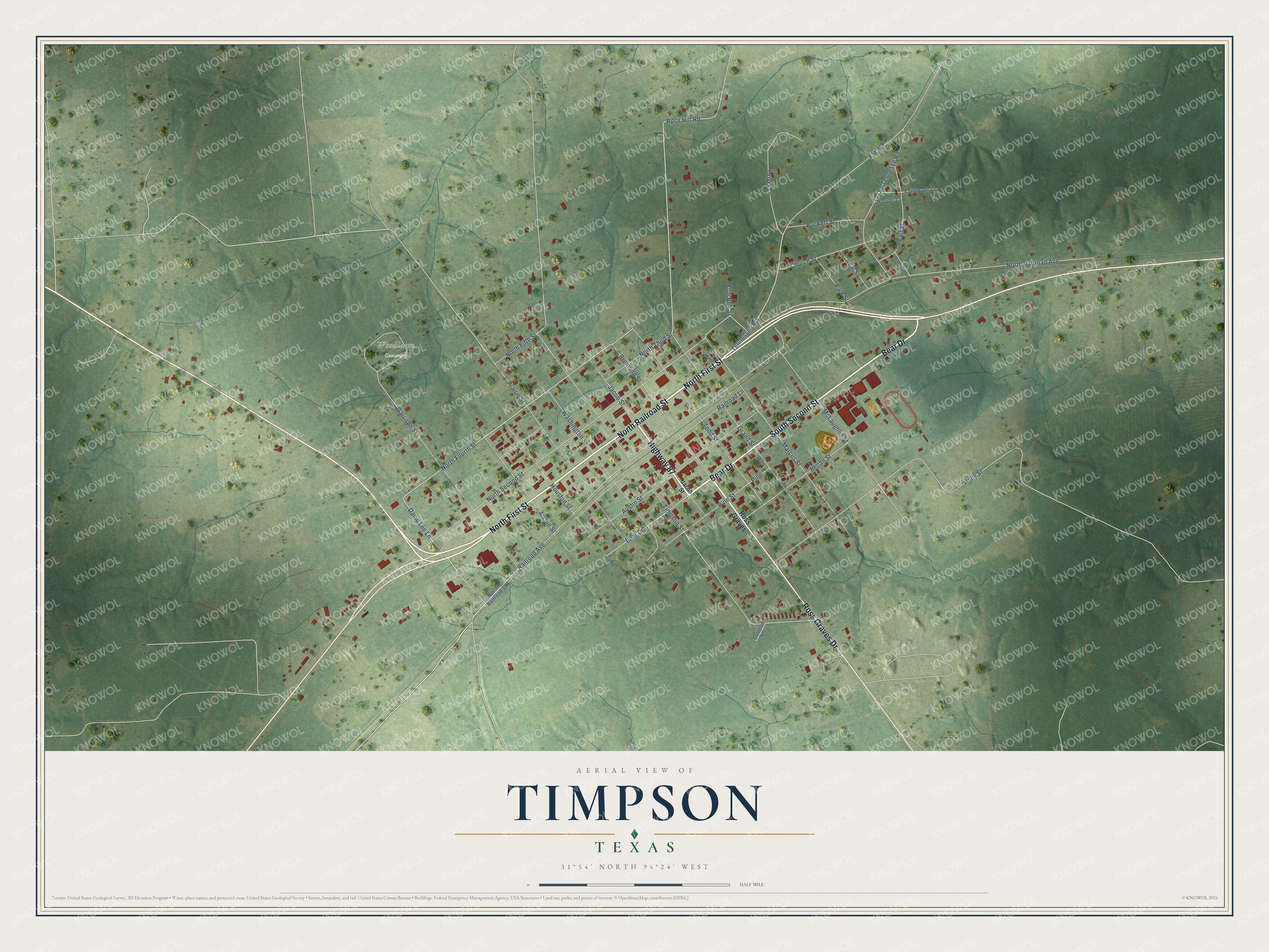 Watermarked full-map preview of Timpson, Texas