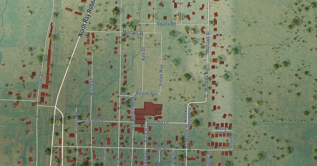 Map of Tioga, Texas in 2026