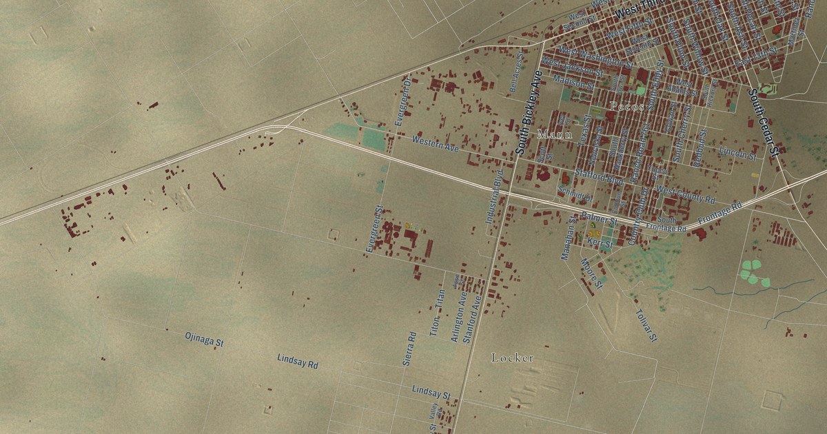 Map of Town of Pecos, Texas in 2026