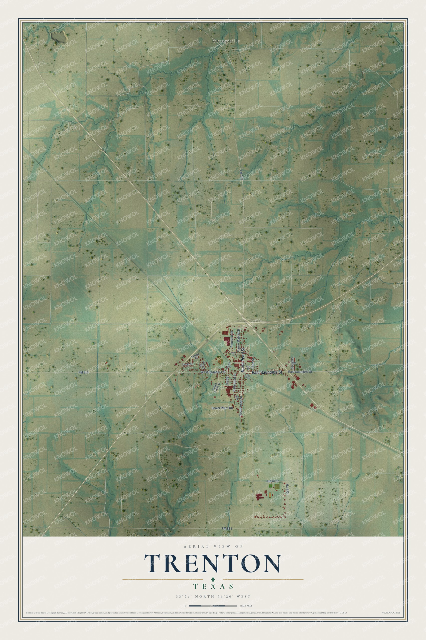 Watermarked full-map preview of Trenton, Texas