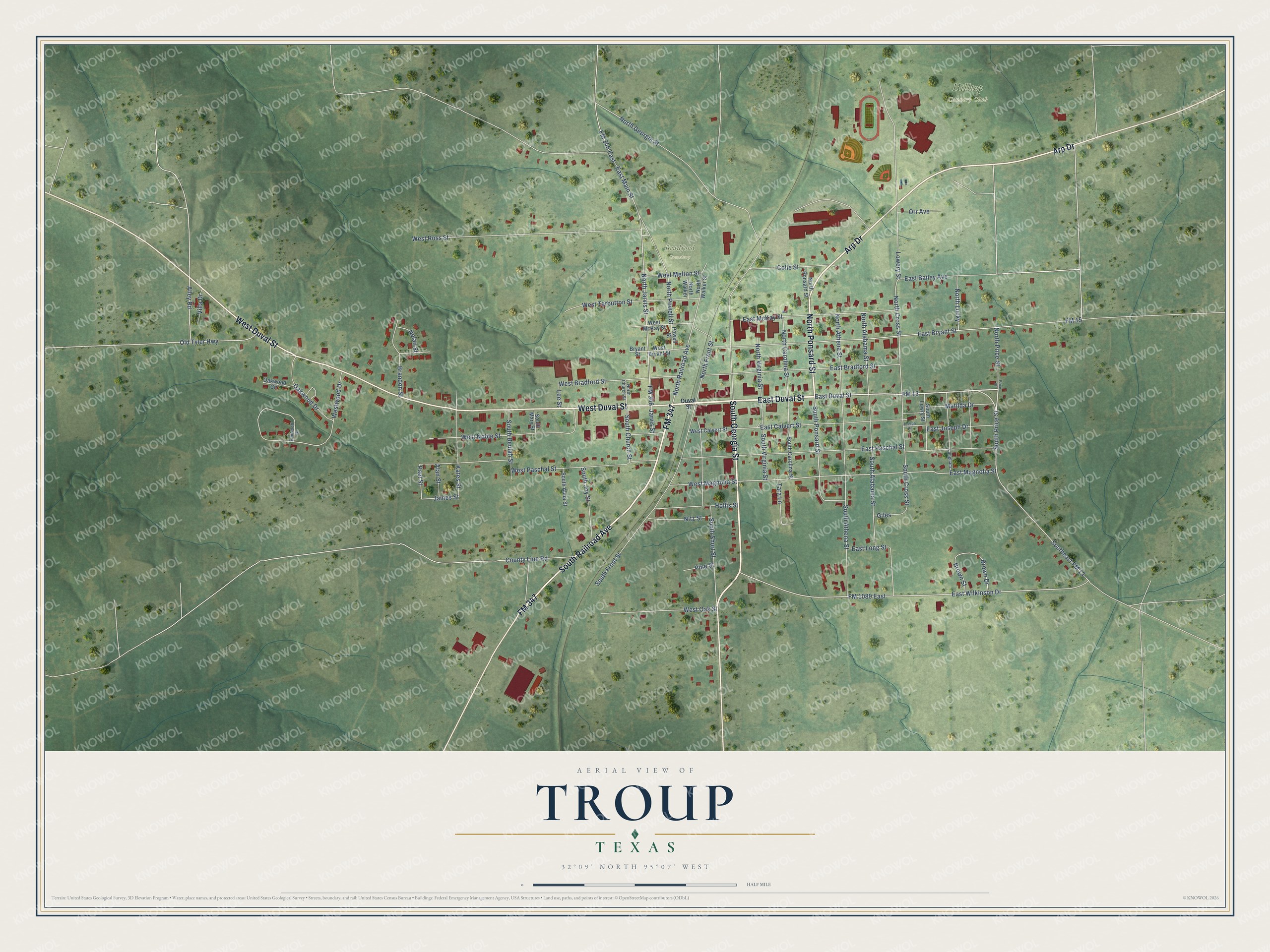 Watermarked full-map preview of Troup, Texas