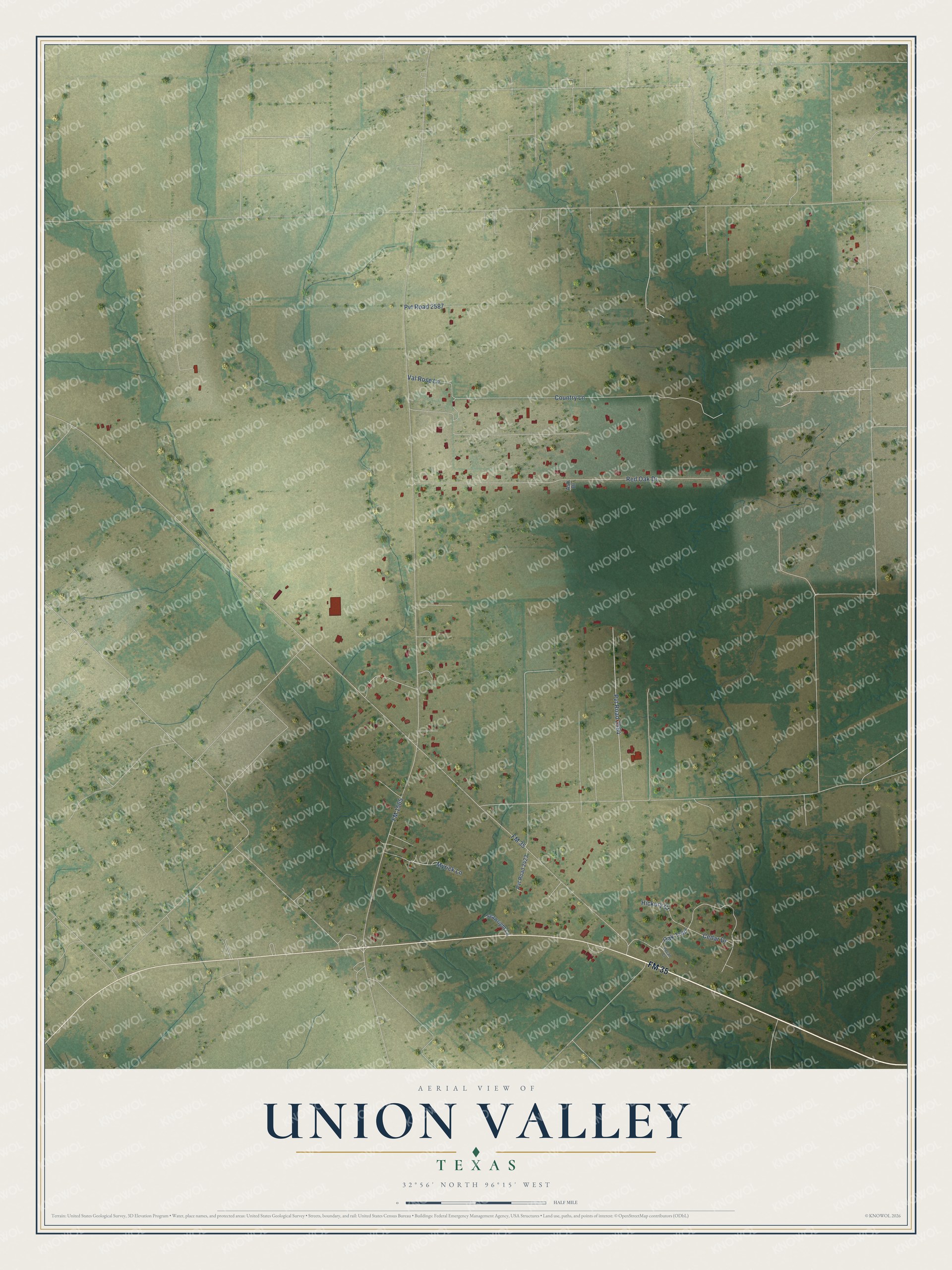 Watermarked full-map preview of Union Valley, Texas
