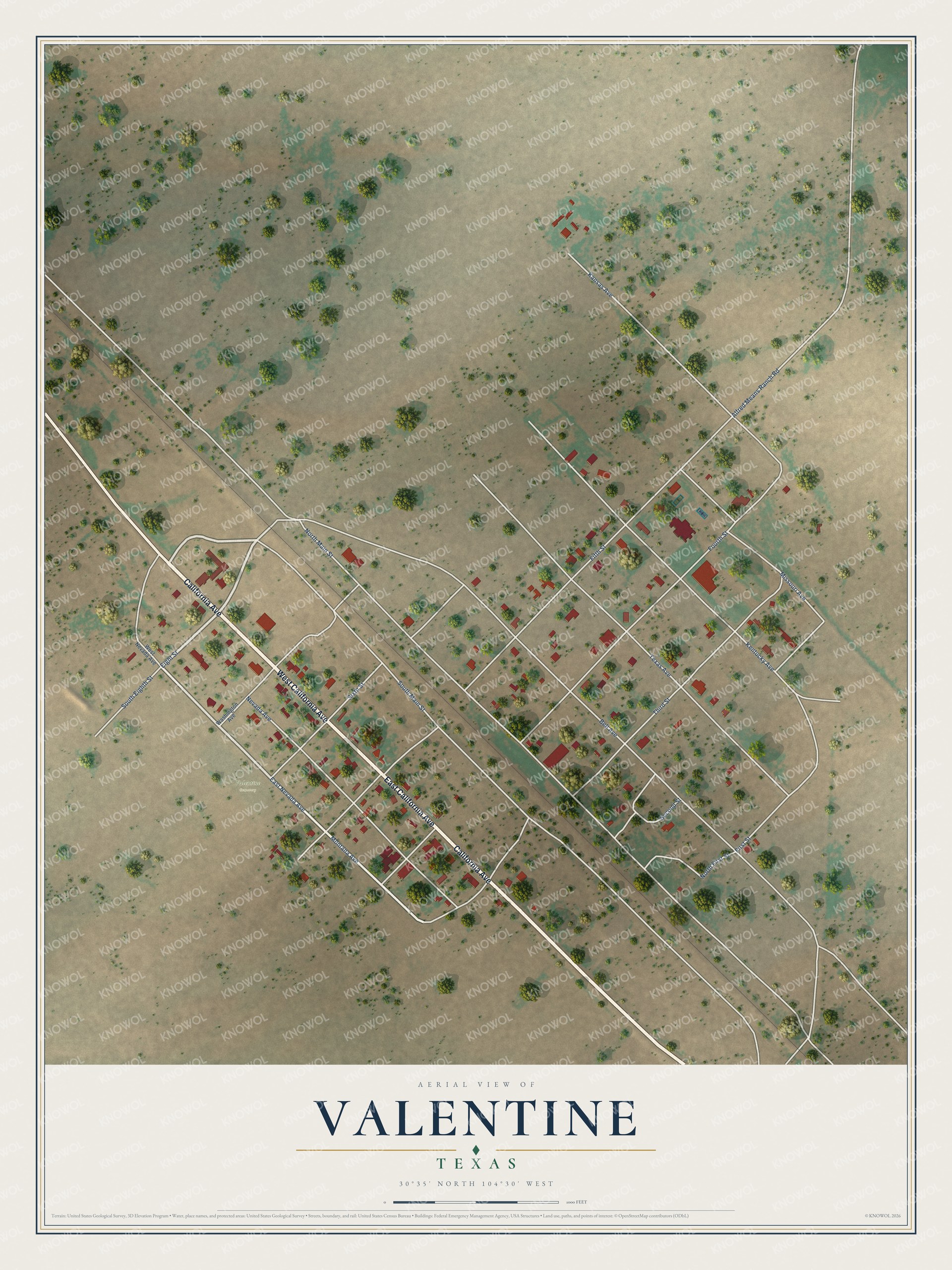 Watermarked full-map preview of Valentine, Texas