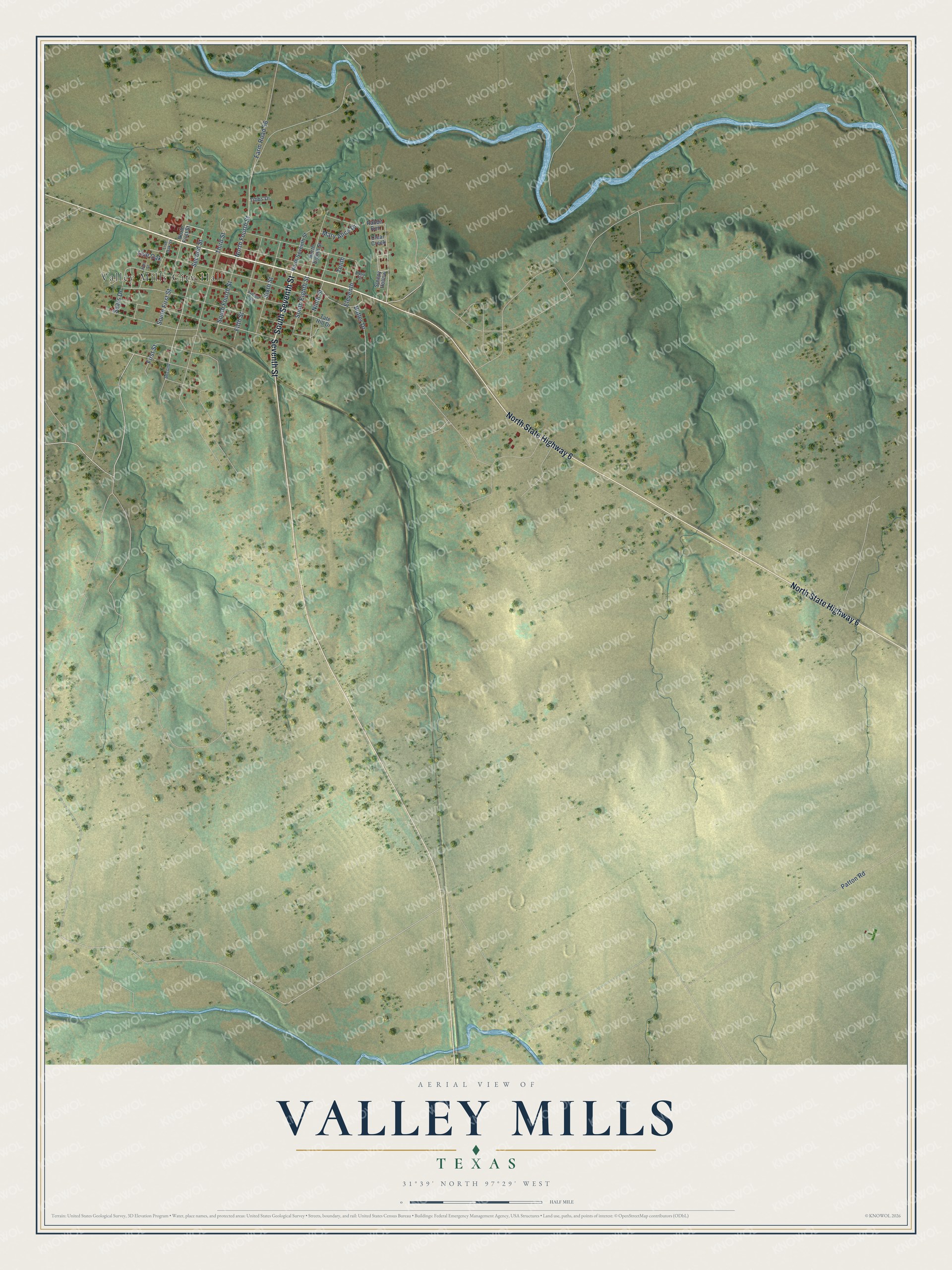 Watermarked full-map preview of Valley Mills, Texas