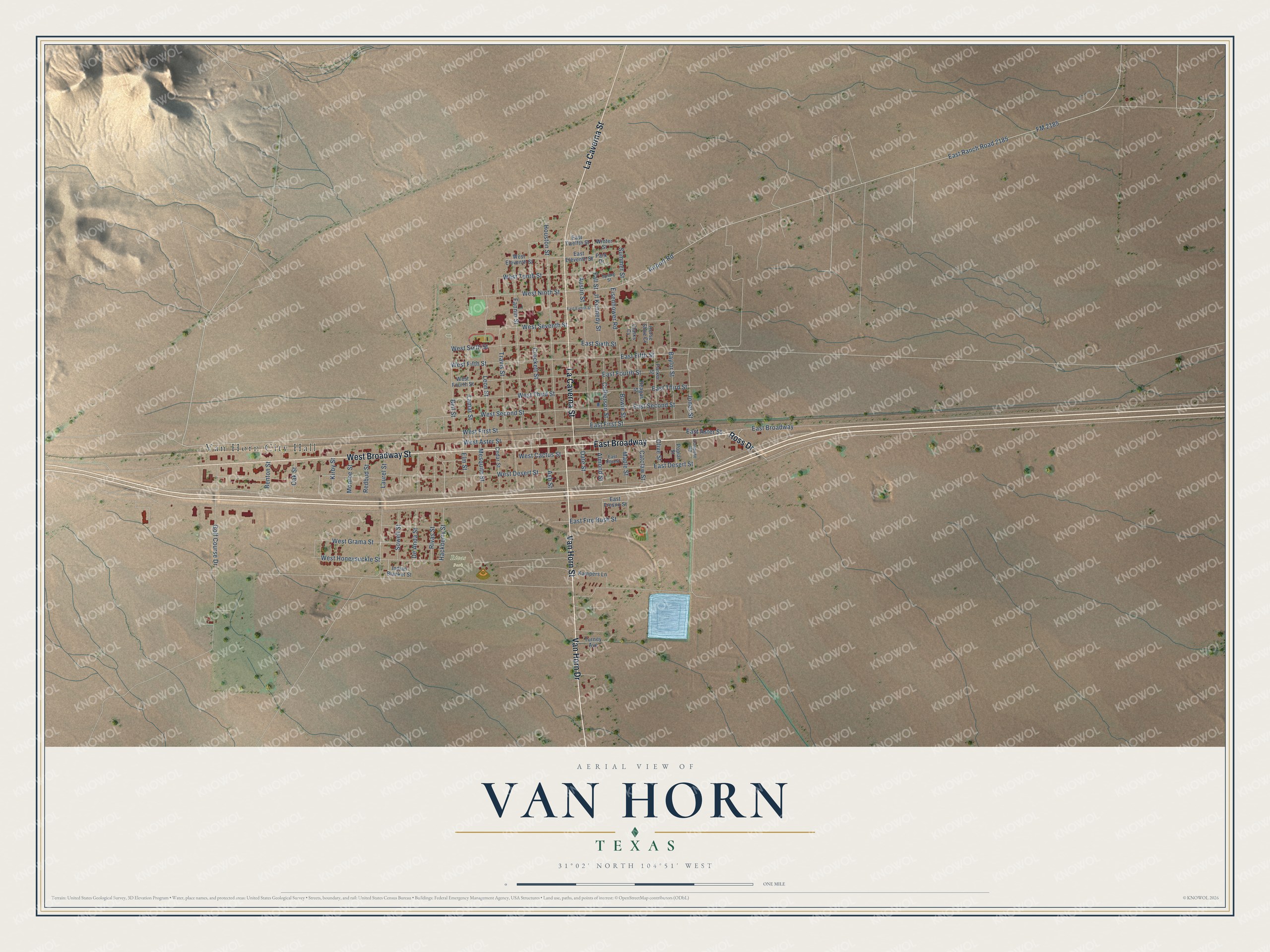 Watermarked full-map preview of Van Horn, Texas