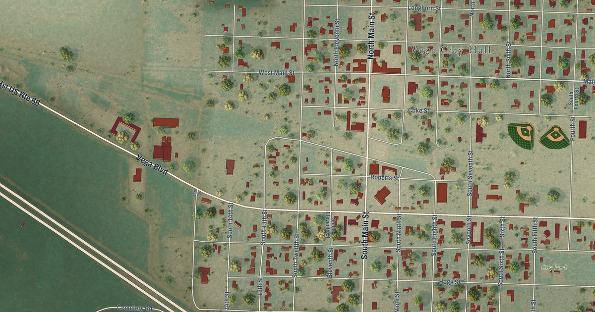 Map of Vega, Texas in 2026