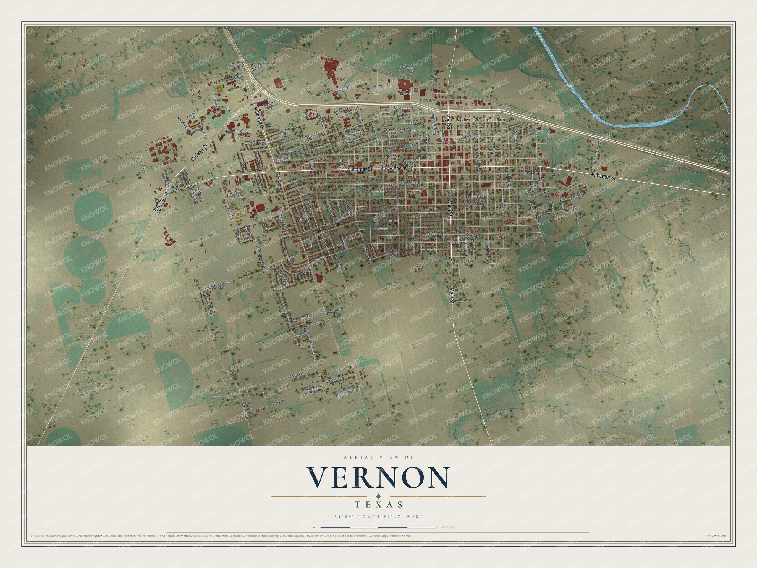 Watermarked full-map preview of Vernon, Texas