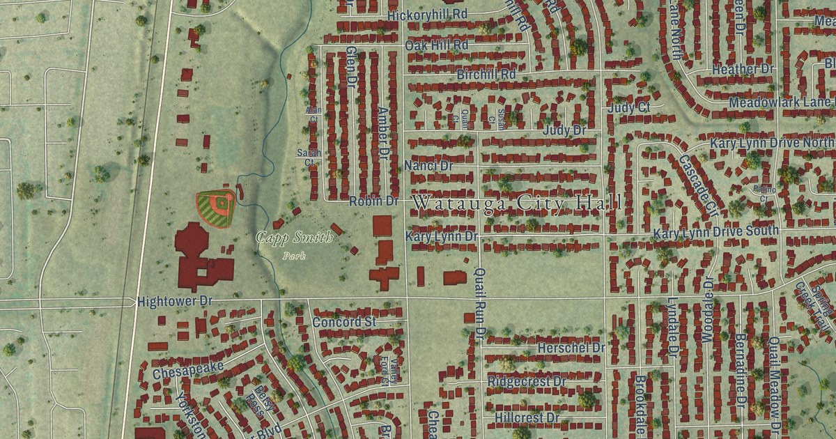 Map of Watauga, Texas in 2026