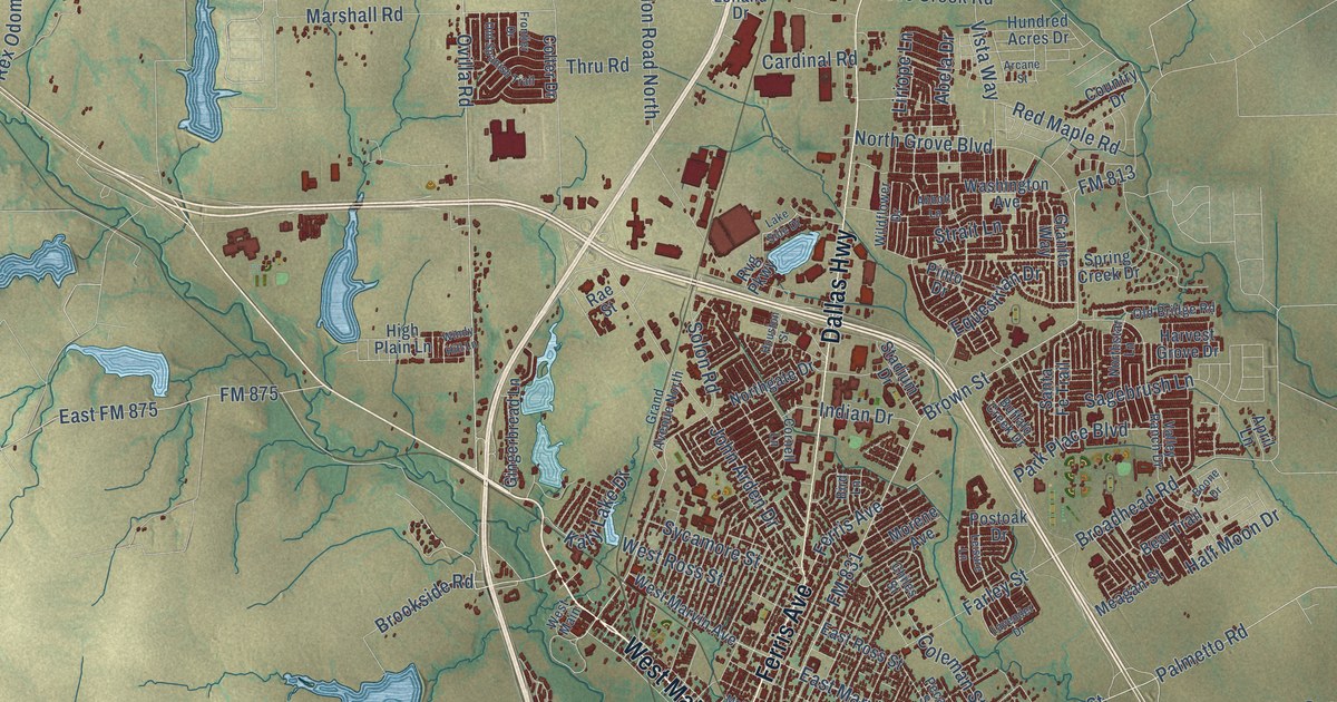 Map of Waxahachie, Texas in 2026
